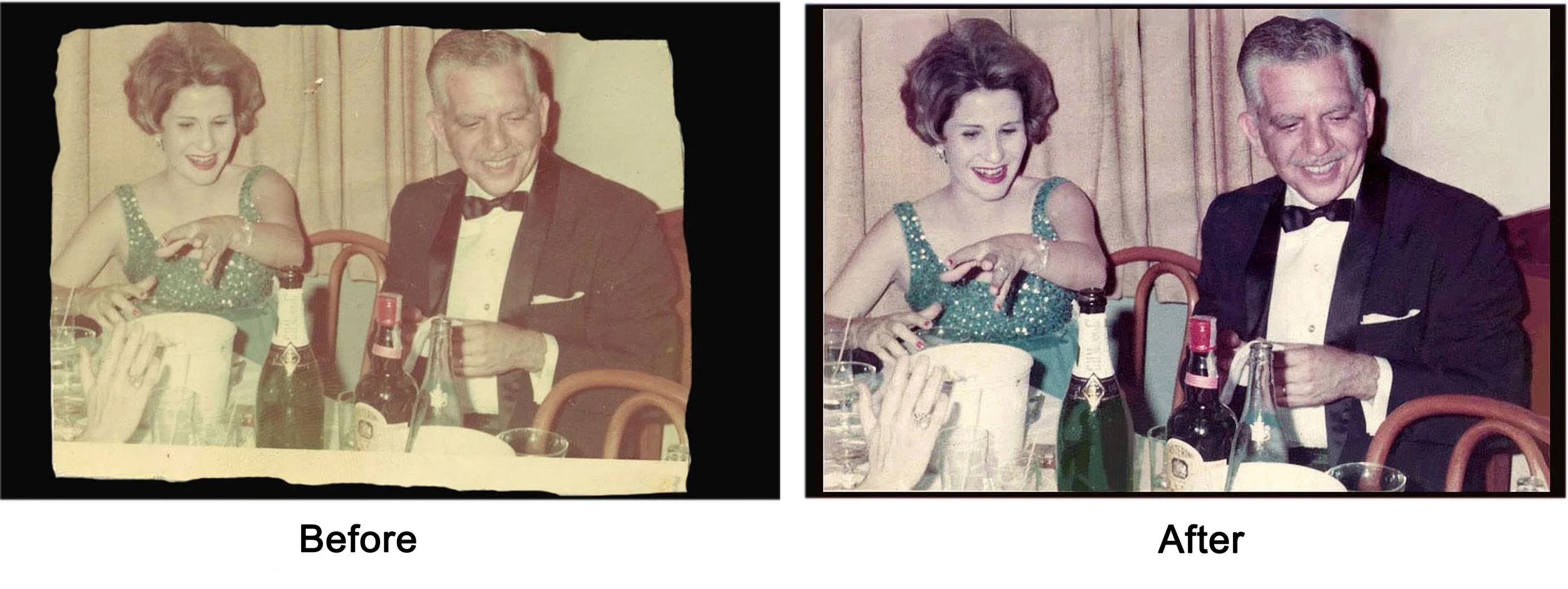 Vintage Photo Restoration
Restoration of a faded and damaged photograph, including, color correction, contrast recovery and detail enhancement. Yellowing and color cast were neutralized, skin tones re-balanced and overall clarity of photo was improve