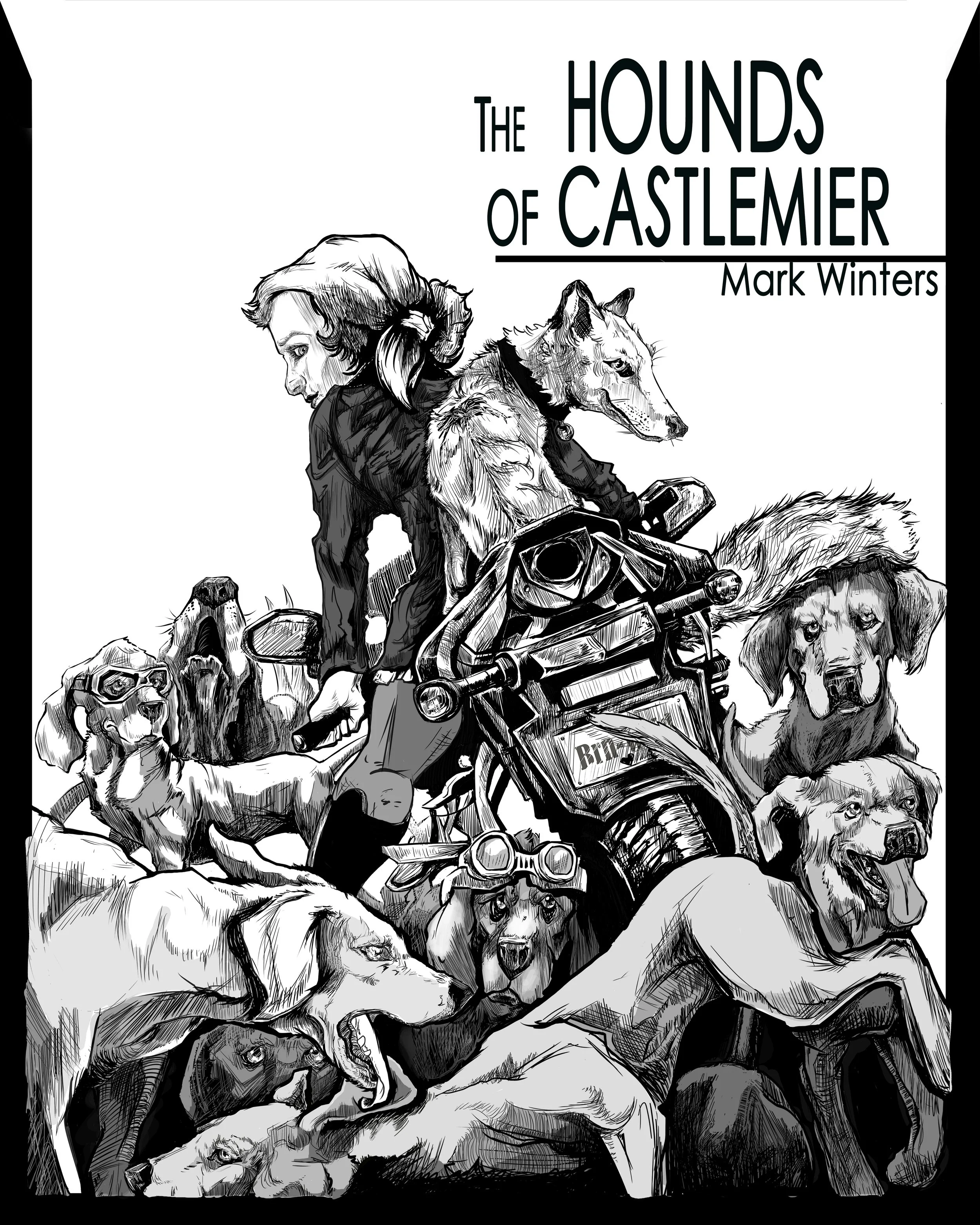 "The Hounds of Castlemier" – Book Cover Illustration: 
Personal project-sample book cover design.
A dark fantasy book cover illustration featuring a lone rider surrounded by a pack of hounds.

This piece focuses on atmospheric storytelling, strong si