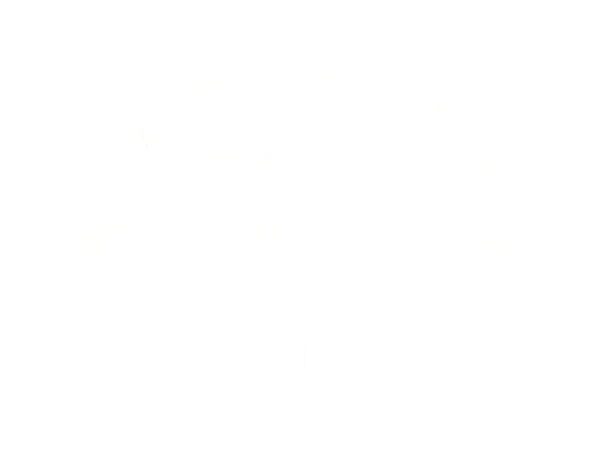 An outline of a mighty oak tree.  Line art created for a special poem.