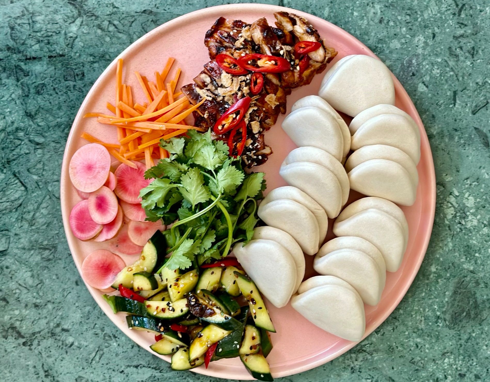 Sticky Chicken Bao Buns with pickled vegetables — Sarah Kiryshin Cooks