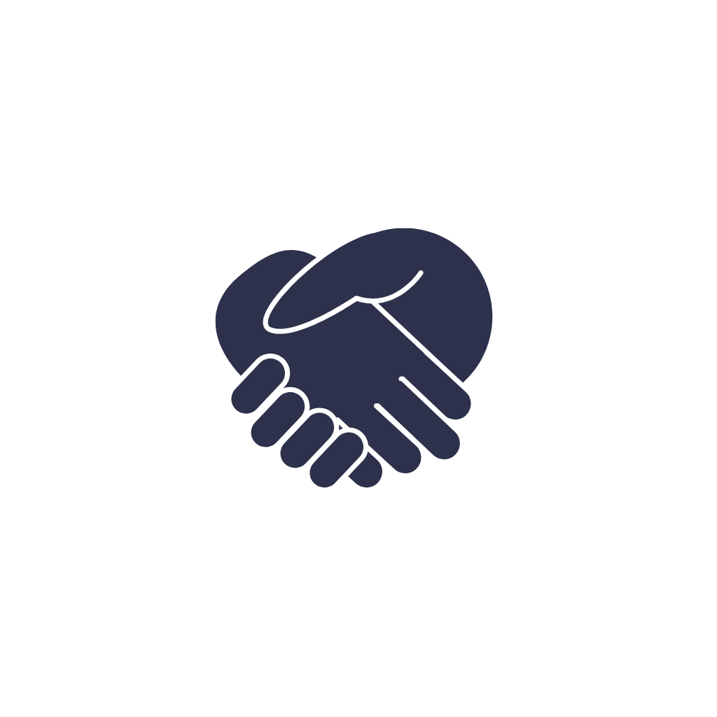 blue hand shake icon