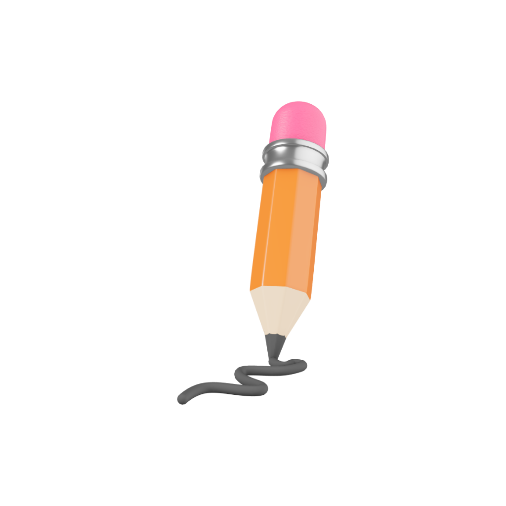A pencil with a pink eraser drawing on a purple surface.
