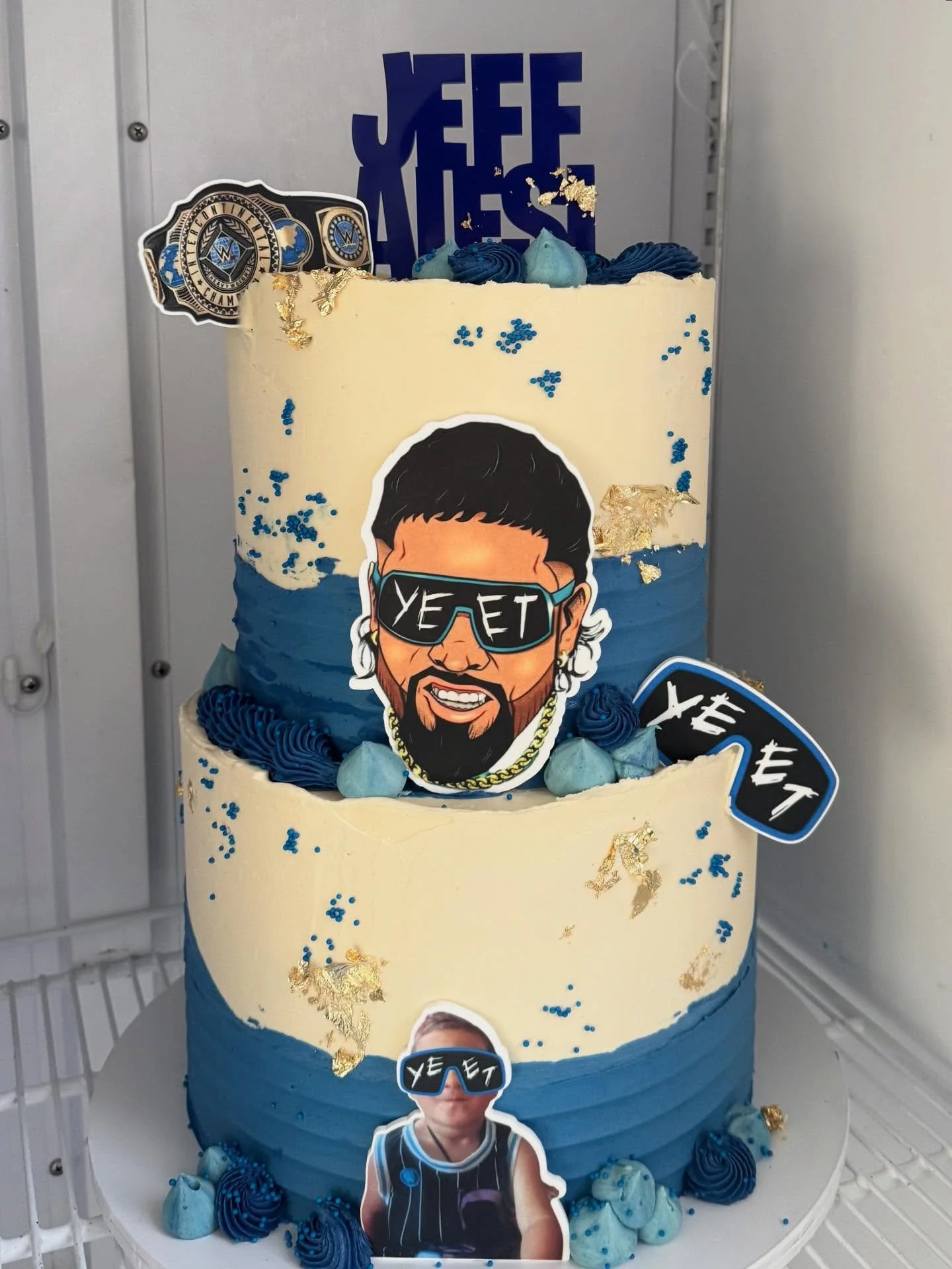 JEY USO cake for our mate Jeff&rsquo;s Birthday! 
Pray for my couch because our kids have just discovered WWE and our lounge is an arena every night 🙈🙈🙈