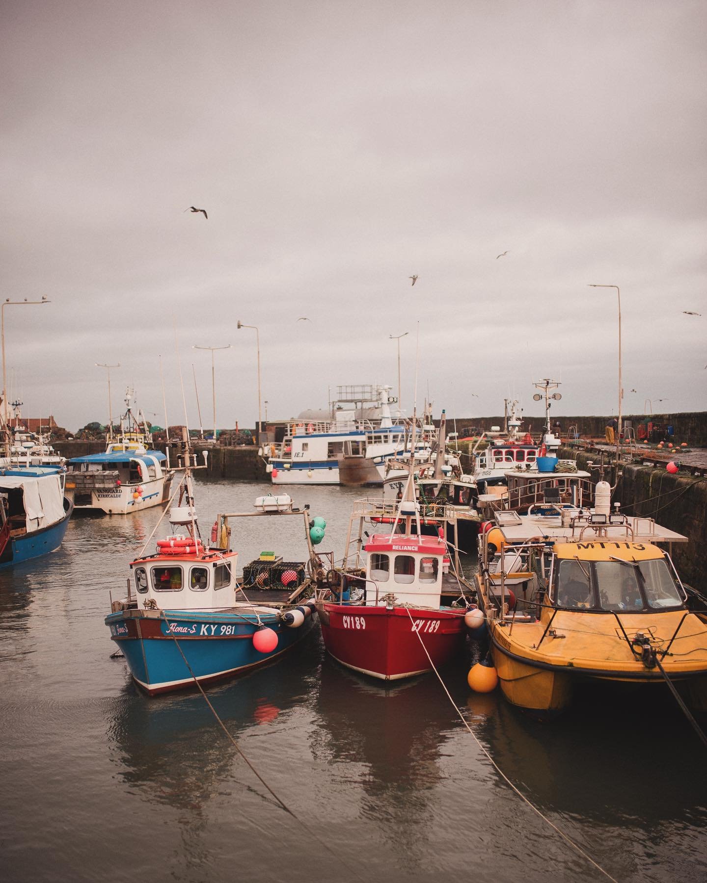 Fishing boats in the harbour. Fishing in the East Neuk of Fife, has a rich history dating back centuries. The area has been a hub for fishing due to its strategic coastal location and abundant marine life. Traditional methods like line fishing and ne