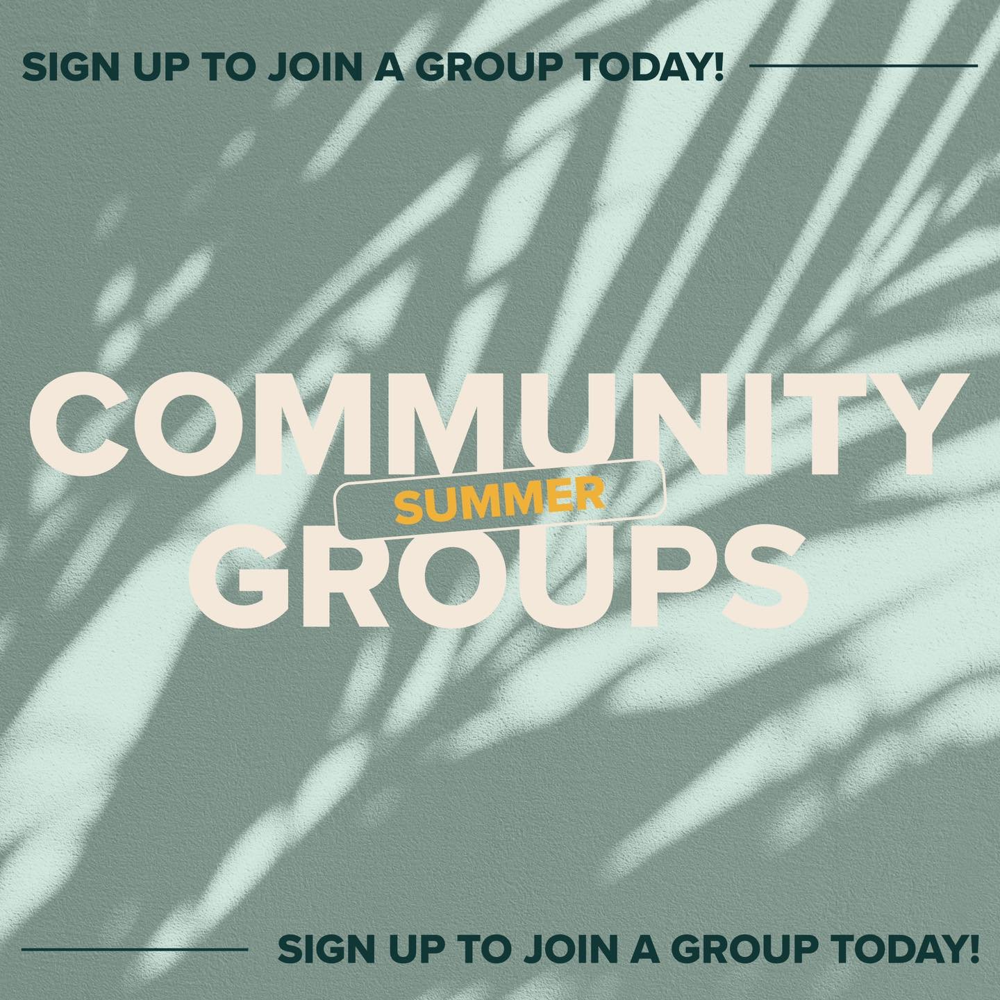 We have an awesome selection of community groups to choose from this summer, please sign up for fellowship and shared interests! 
Pop-up groups are a great way to connect with your Church family when you don't have time to join a Community Group that