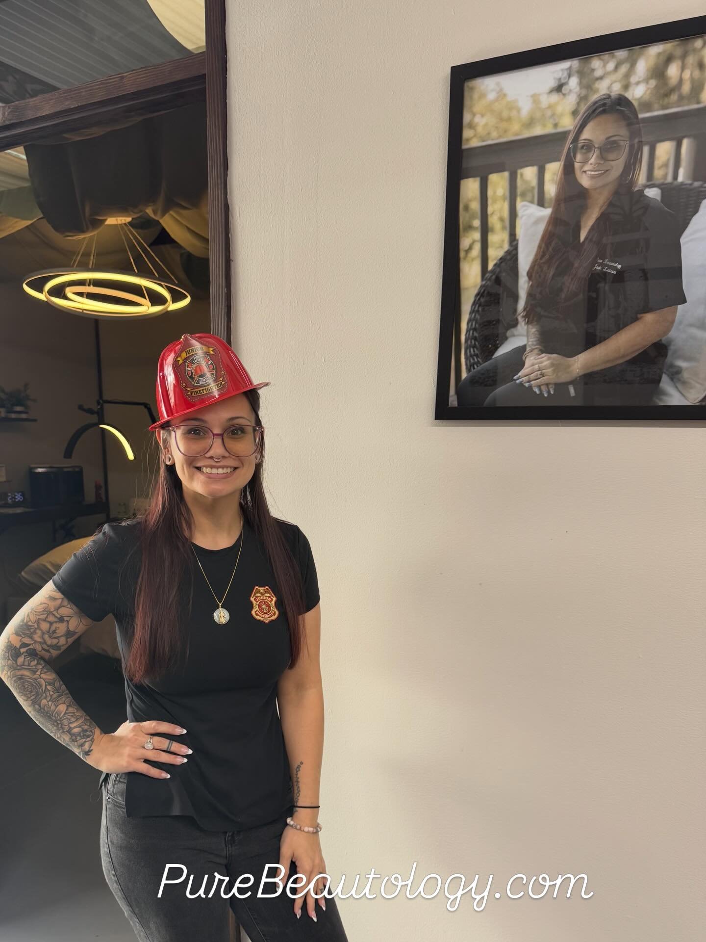 Have you met our lovely Jade? 

She wears many hats here at Pure Beautology. She has recently been recognized for her efforts and talent at fire safety. Thank you to our friend Chief Jamie, she is being awarded our playful version of Firefighter Trai