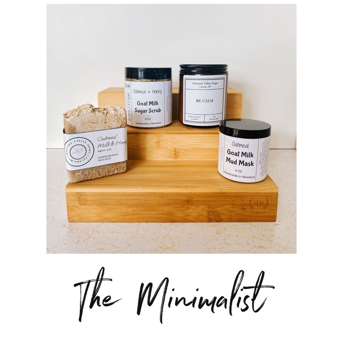 The simplicity of these sets make them the ideal bath and body staples! Due to having less fragrance and more natural product, they are great for sensitive skin and soothing irritations such as rashes and eczema.

The Minimalist includes an Oatmeal, 