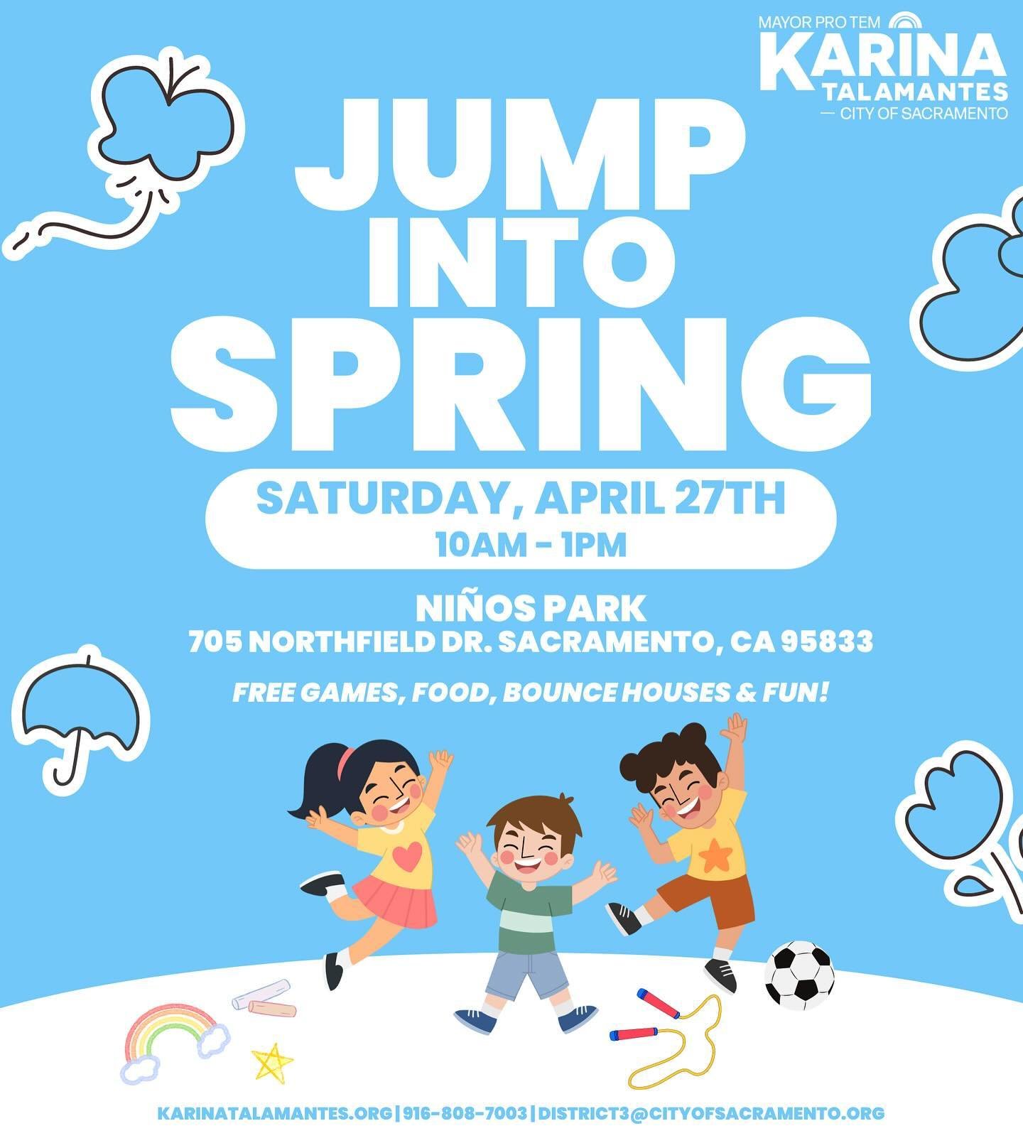 Mayor Pro Tem Karina Talamantes is hosting the 2nd Annual Jump into Spring! This fun and free event includes games, bounce houses, food, activities, prizes and more! ⚽️🎈🌭