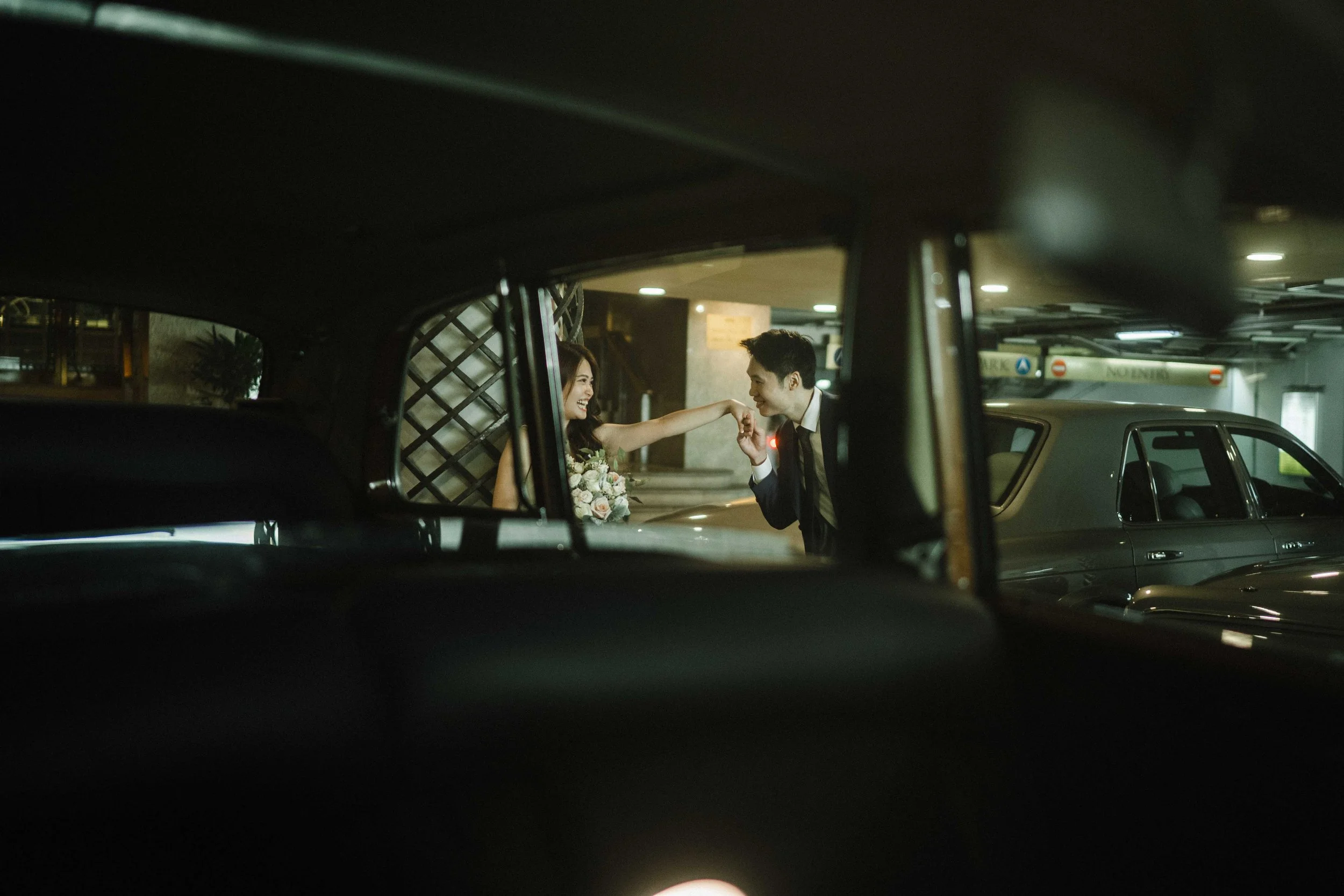 Editorial Style Wedding Photography with wedding car