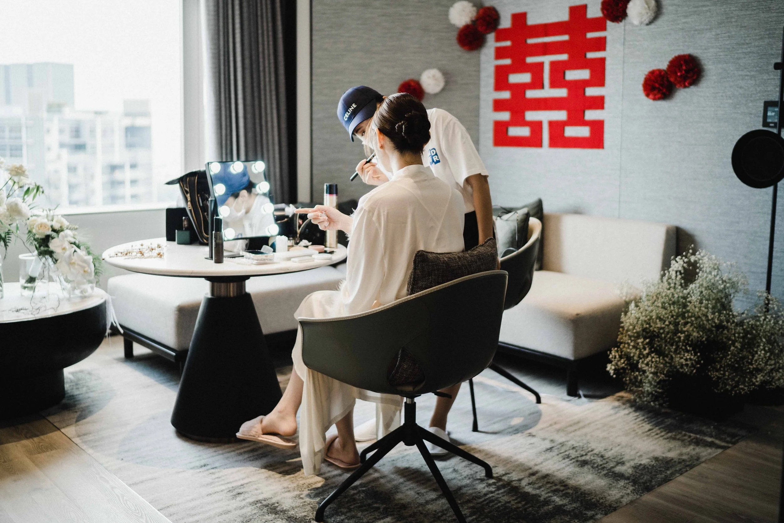 Bride Putting on Make up