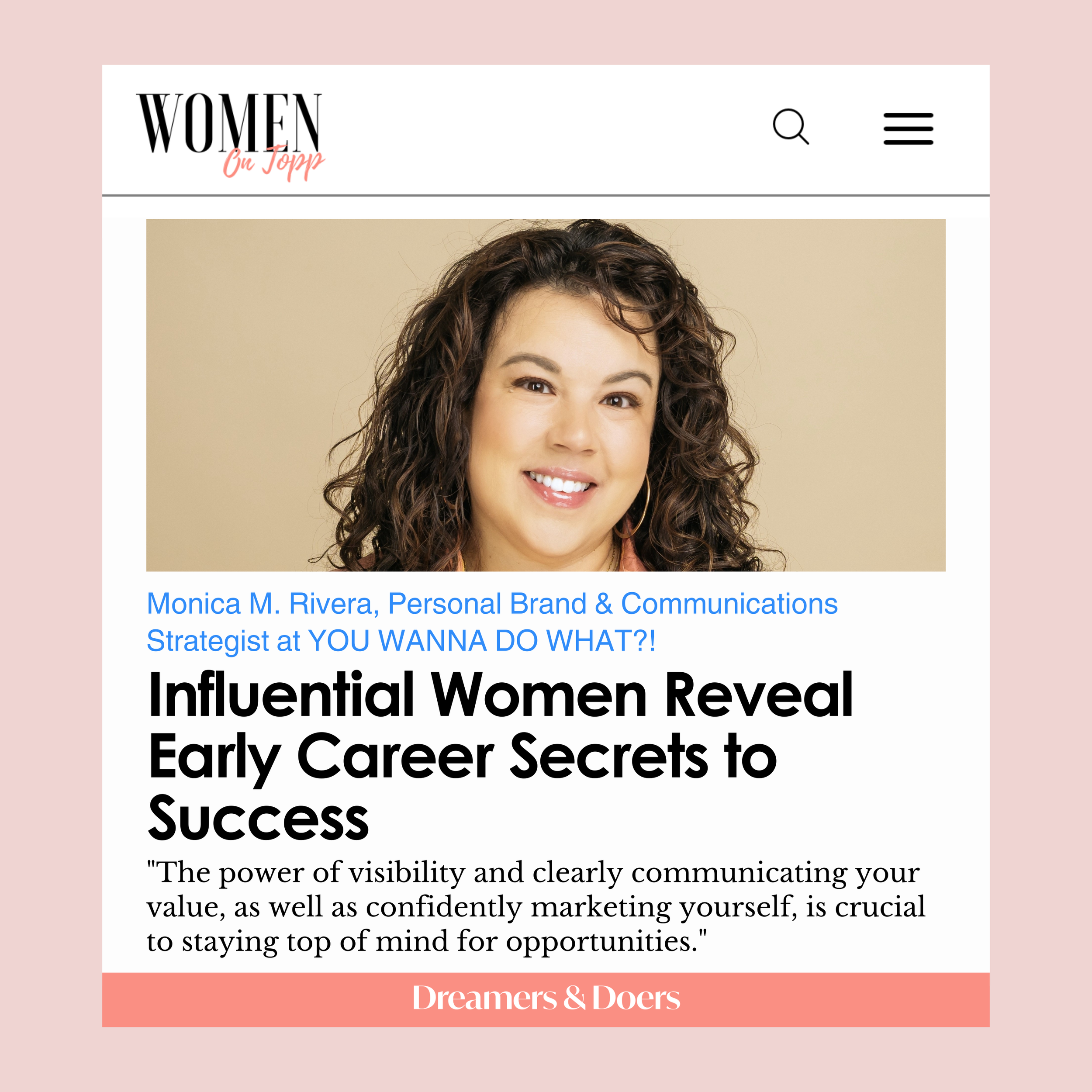 Leadership and personal brand speaker, Monica M. Rivera Featured on Women on Topp