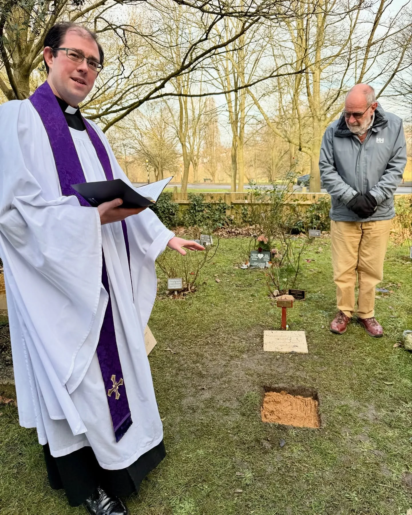 When I was back in the UK, I went to the church by Mum&rsquo;s childhood home, where she was both baptised and married, and watched as they laid her headstone in the churchyard. 

Having been present at the moment of her death and next to her coffin 