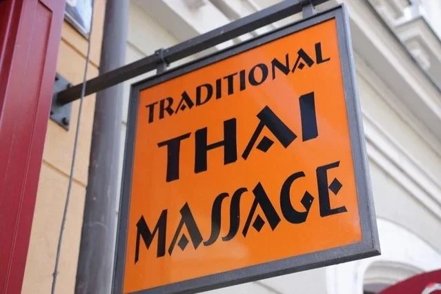 Sign advertising Traditional Thai Massage.
