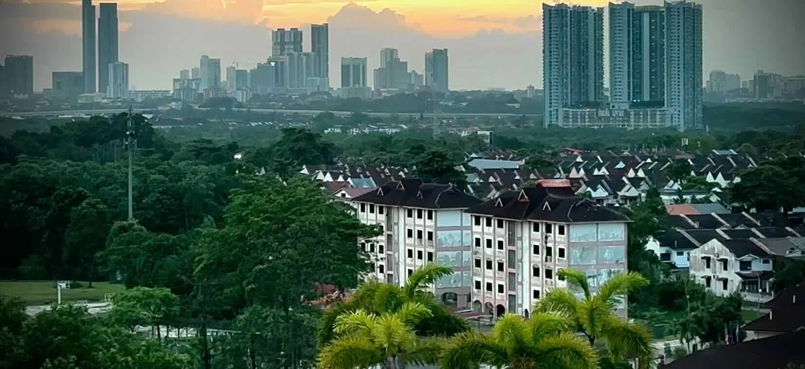 The skyscrapers of Singapore viewed from Malaysia.