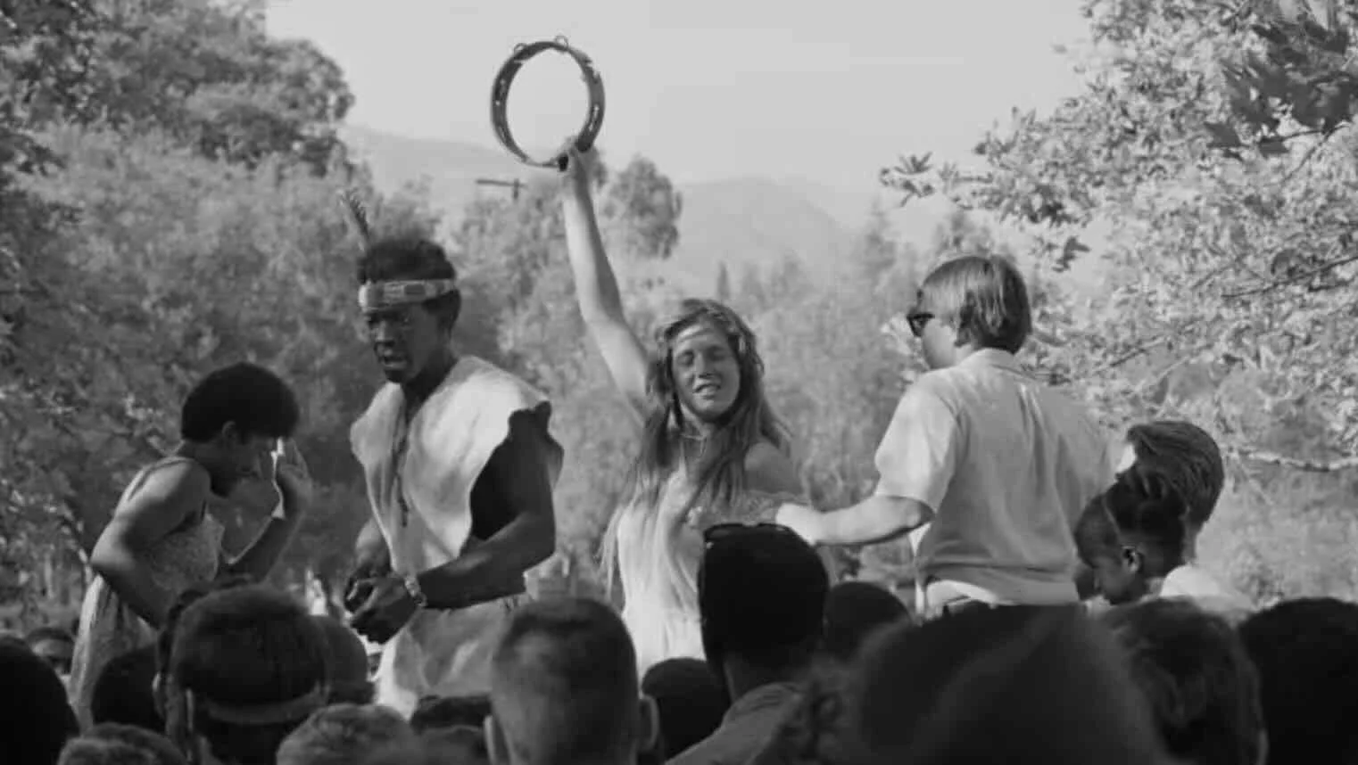 Hippies dancing in the 1960s.