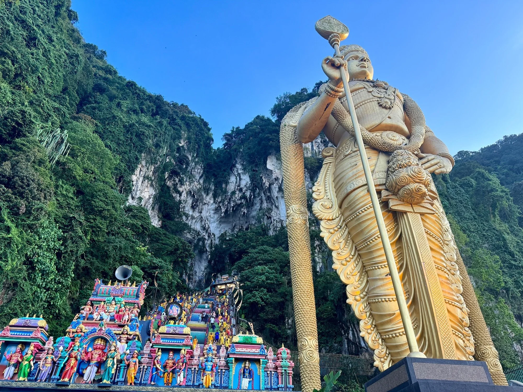 Arriving at the Batu Caves.