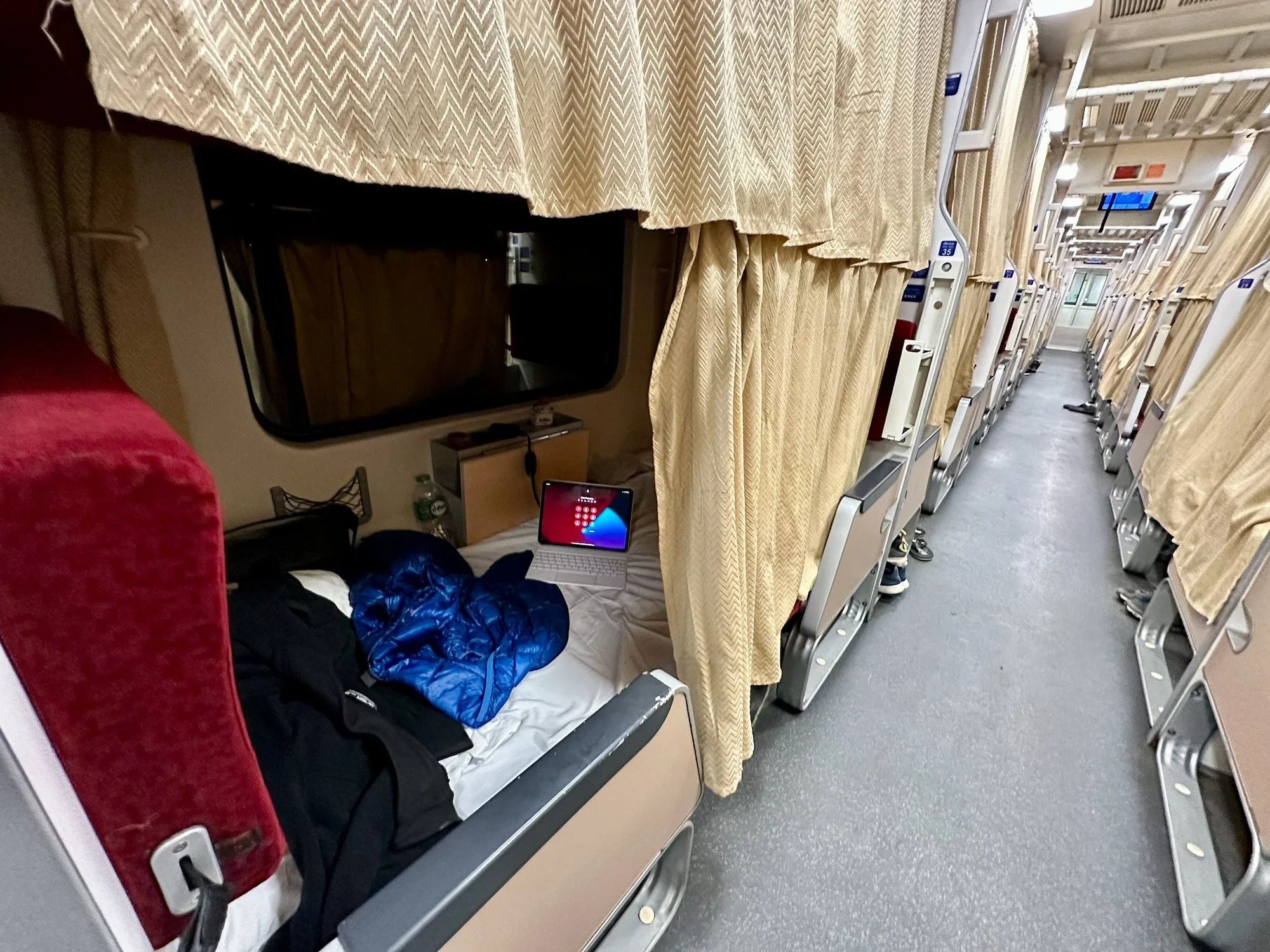 The author's cosy berth on the train.