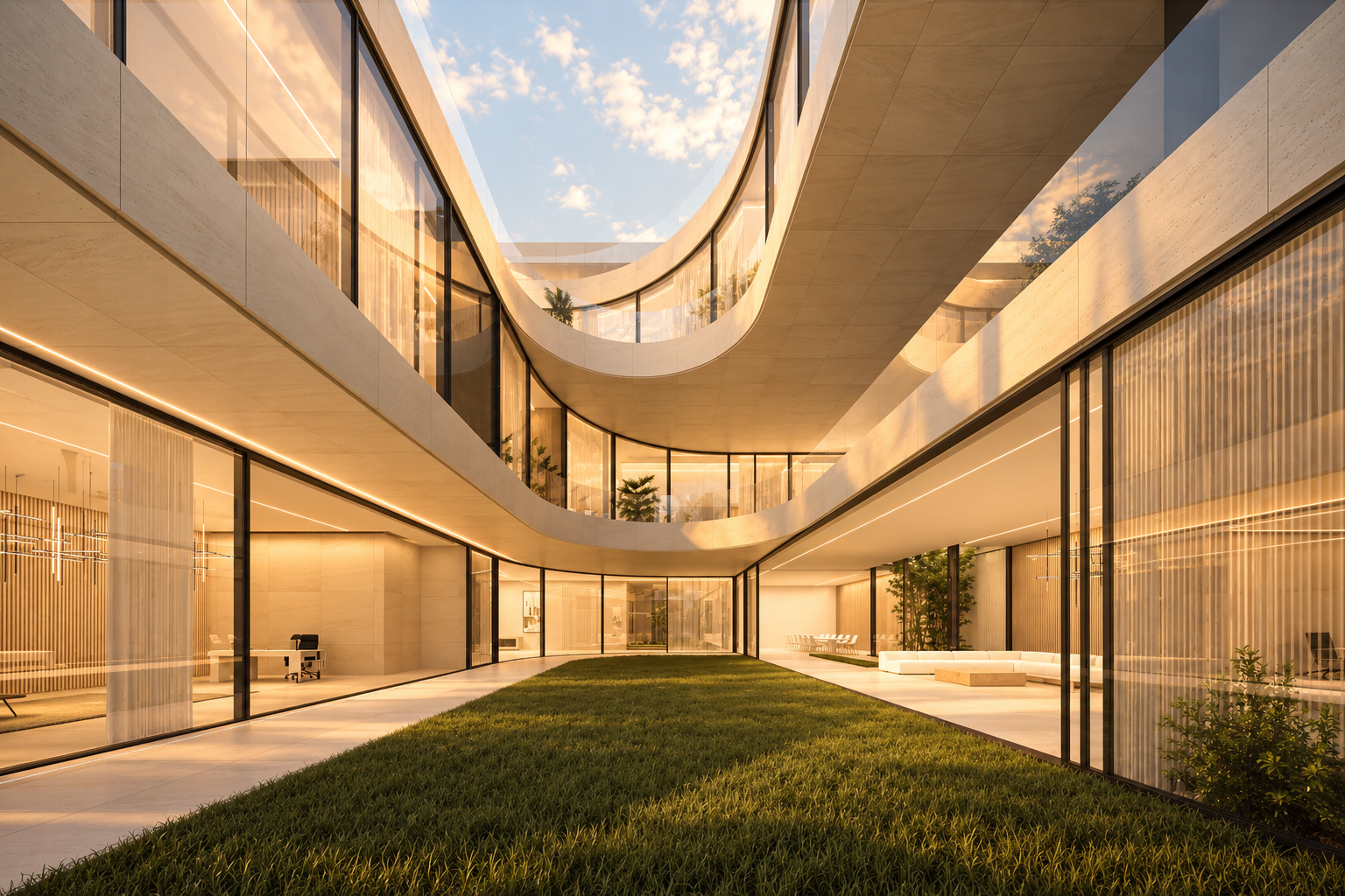Golden Courtyard Atrium at Sunset.png