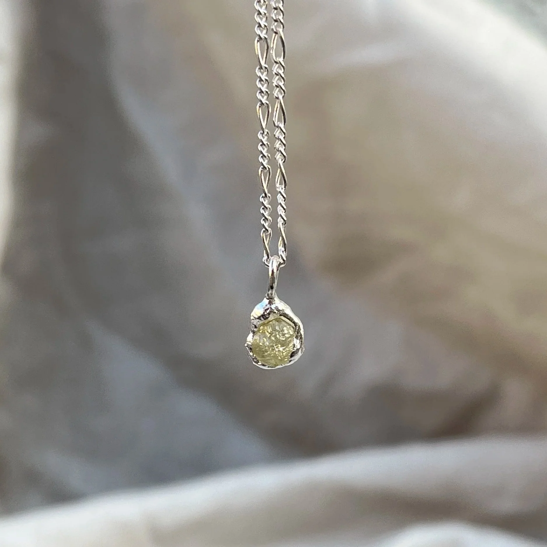 Raw Grey/Green Diamond Necklace