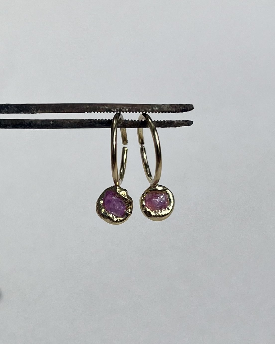 Pink Sapphire Hoops