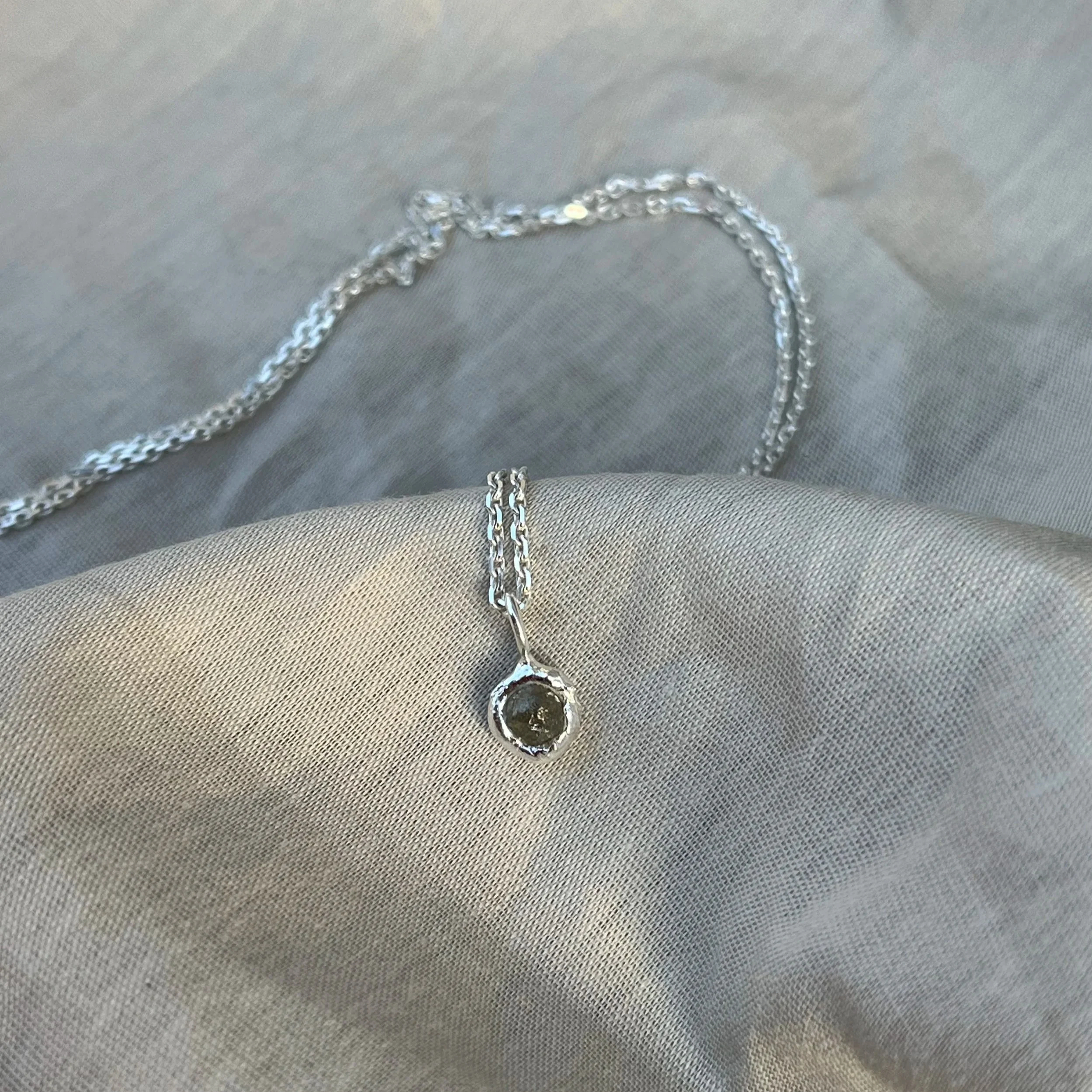 Raw Dark Grey Diamond Necklace