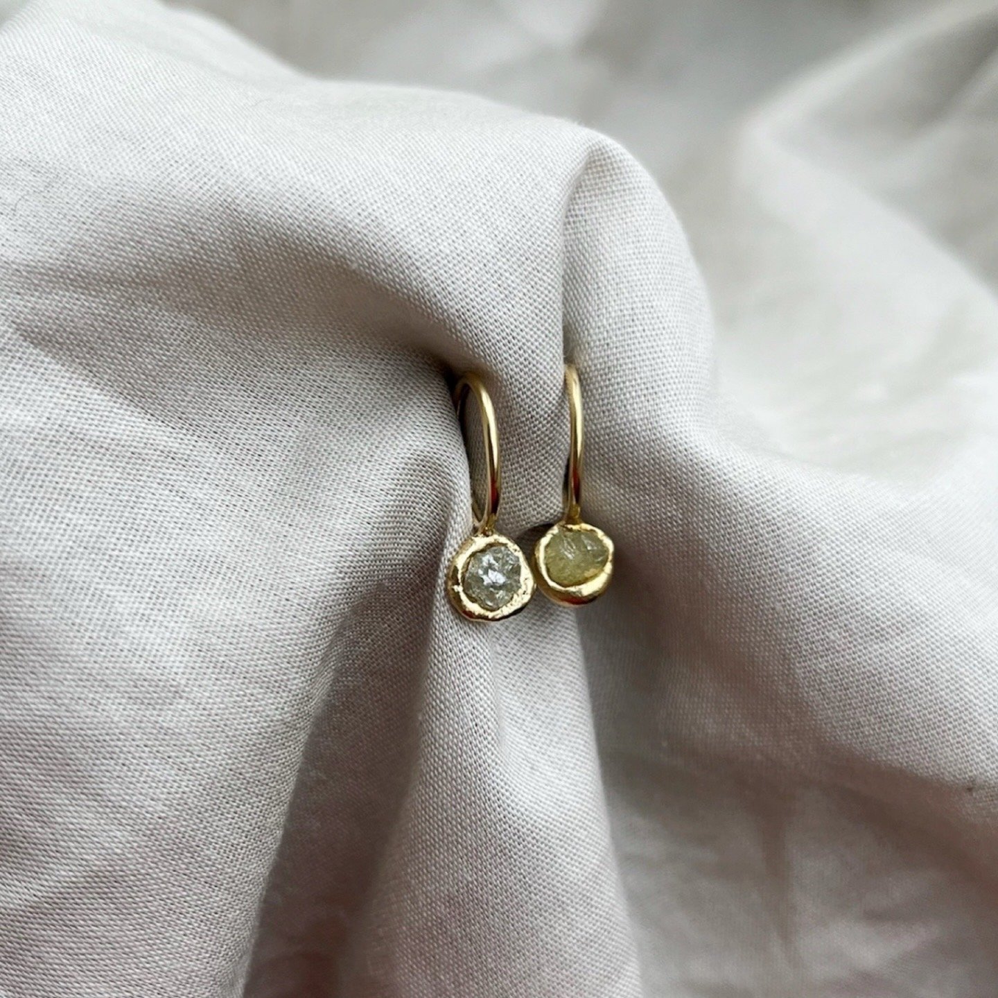 Raw Yellow Diamond hoops