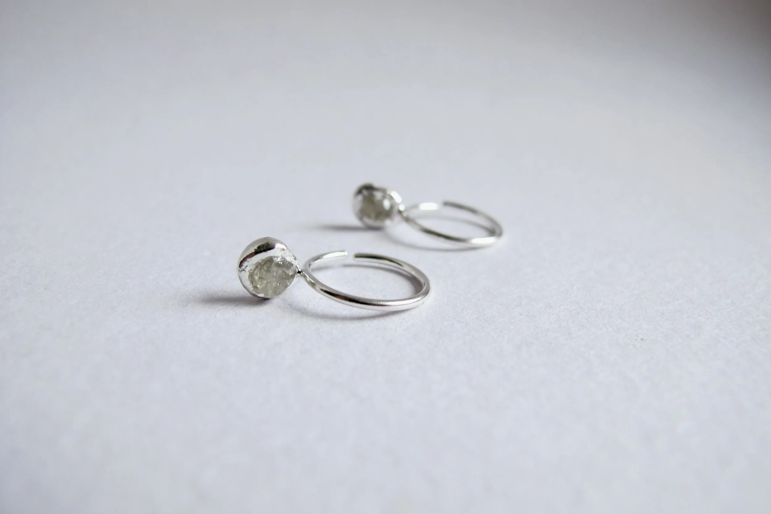 Raw Grey Diamond hoops