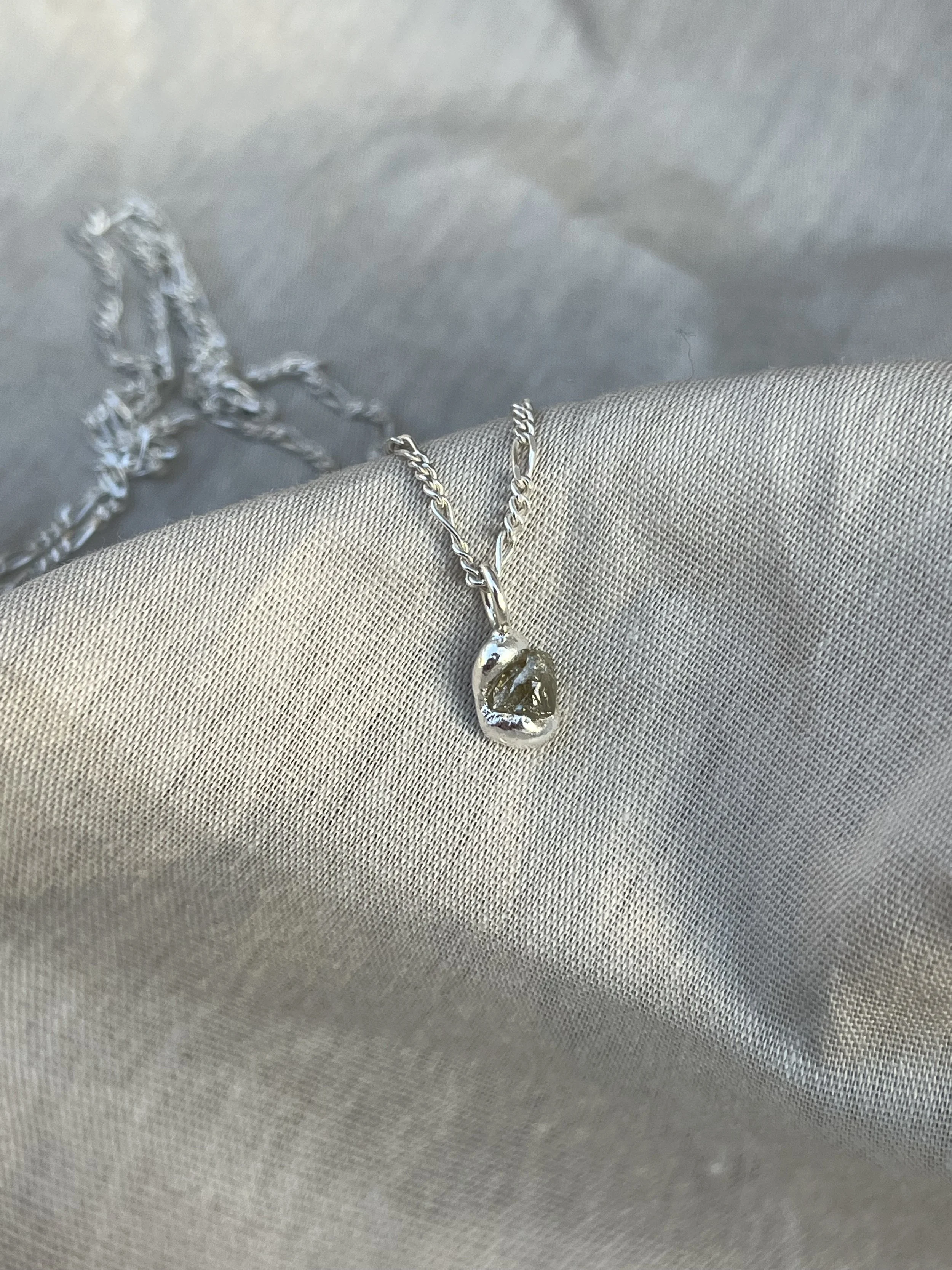 Raw Grey Diamond Necklace