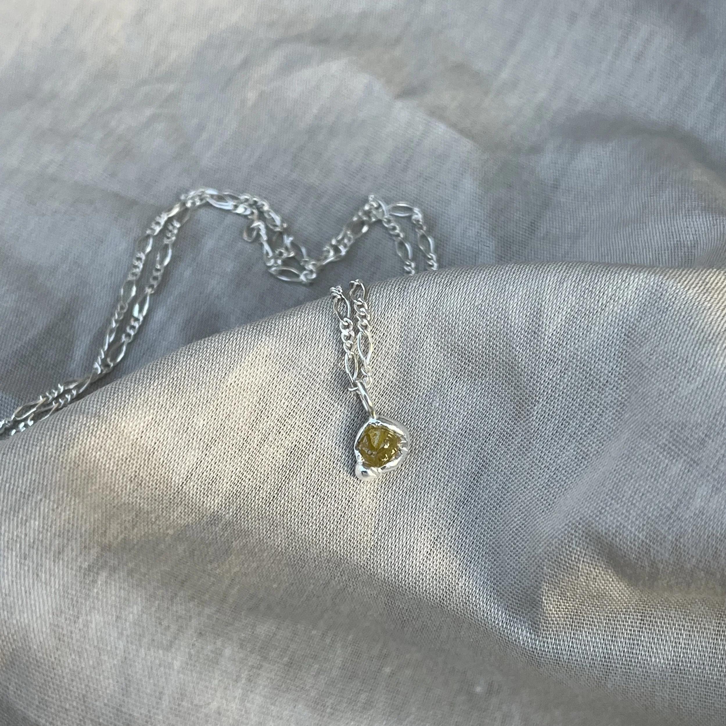 Raw Dark Yellow Diamond Necklace