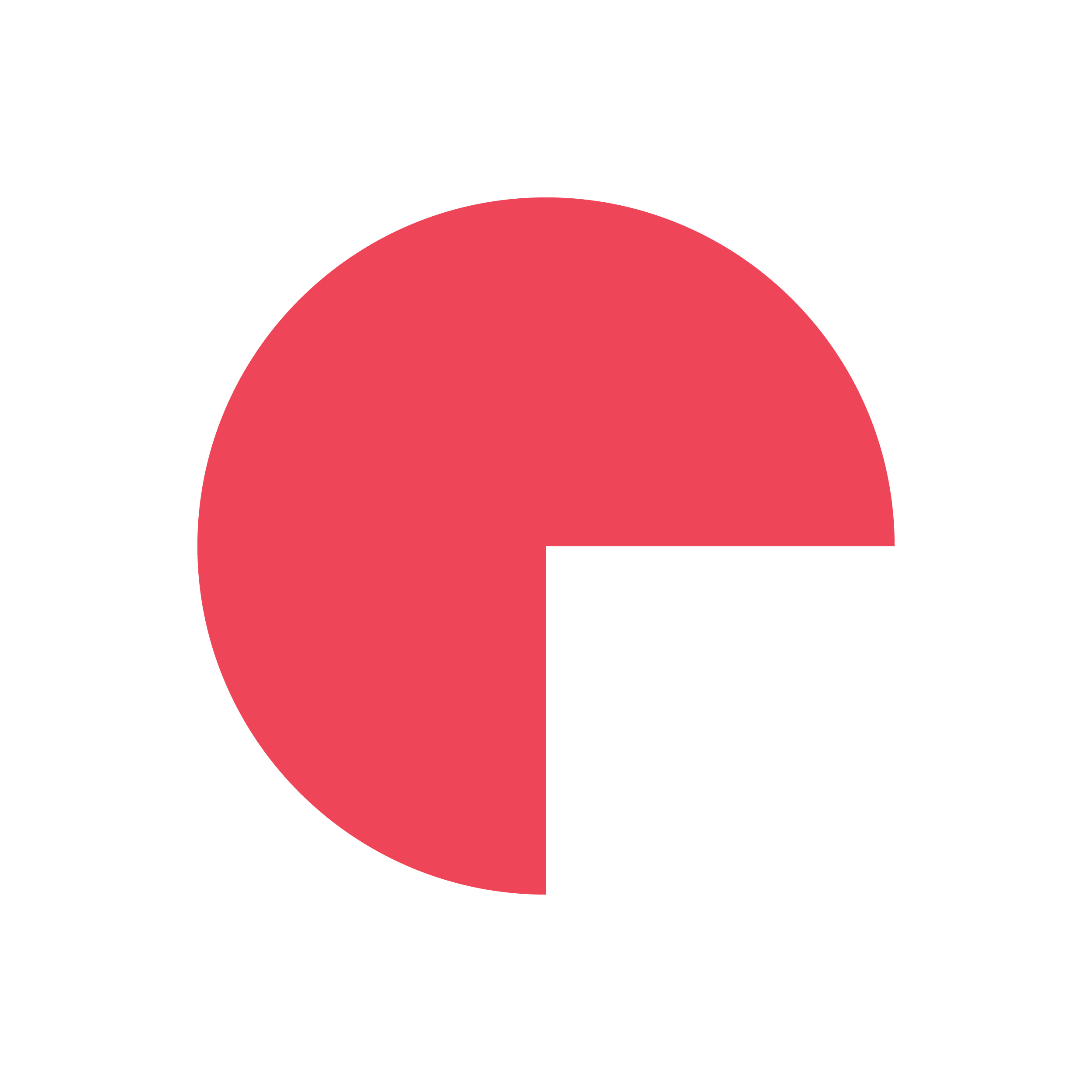 Red circle, 3/4 complete used as an icon to describe squarespace website package