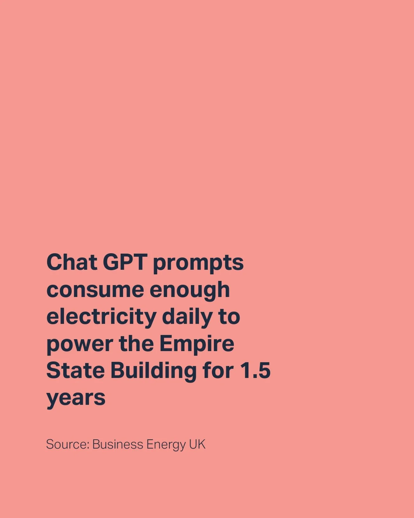 I&rsquo;d love to see more transparency around the environmental impacts of chat GPT so we can all make more informed decisions about what we use it for and how often we use it. 

We probably think more about the cost of sticking the tumble drier on 