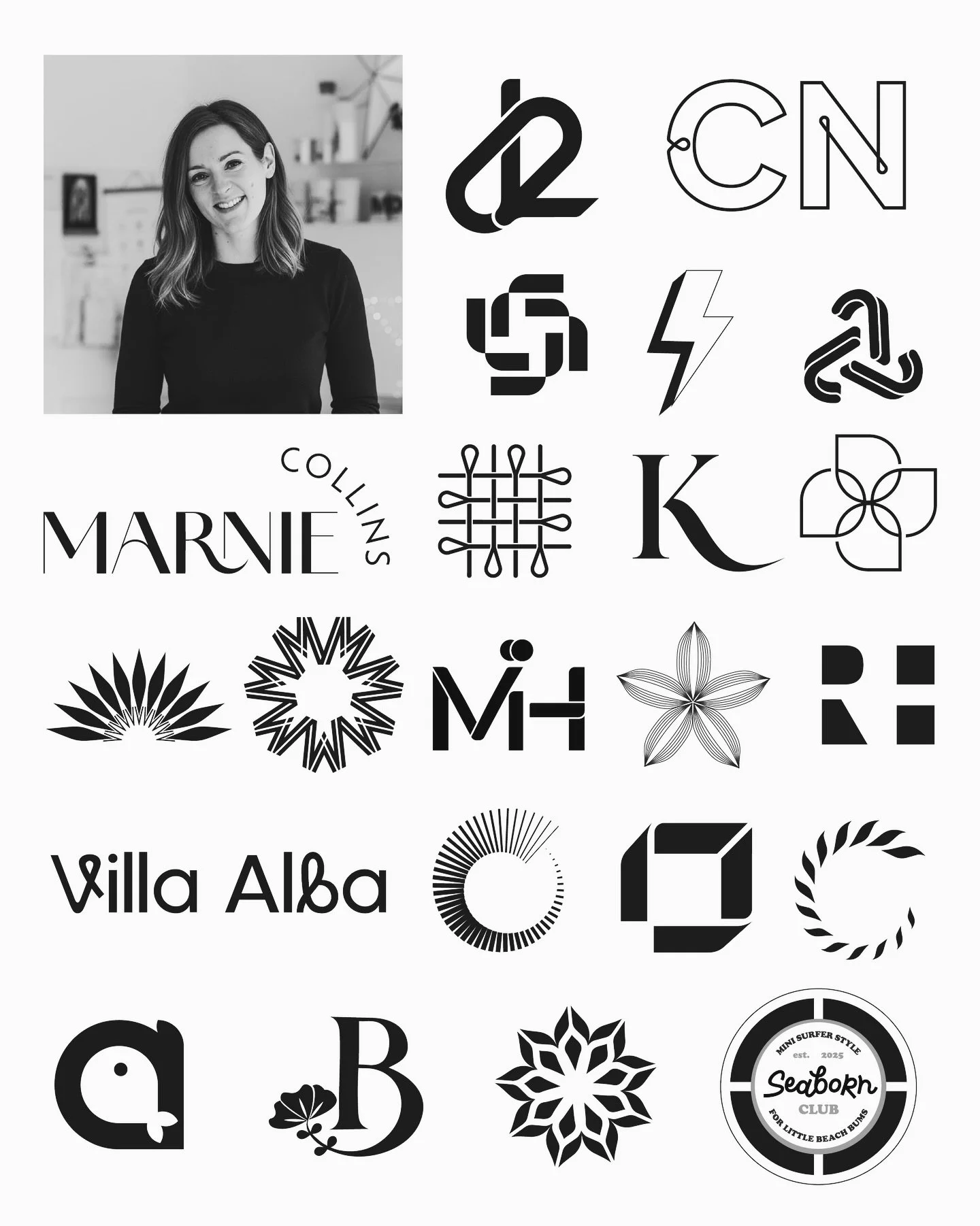 I&rsquo;m a little intimidated to join the party @logoarchive.now @logoarchive but inspired by Kirsty from @pinkponycreative to show up for the girls! 

Some are client work, some never made the cut and some are passion projects. 🖤

#logodesigns