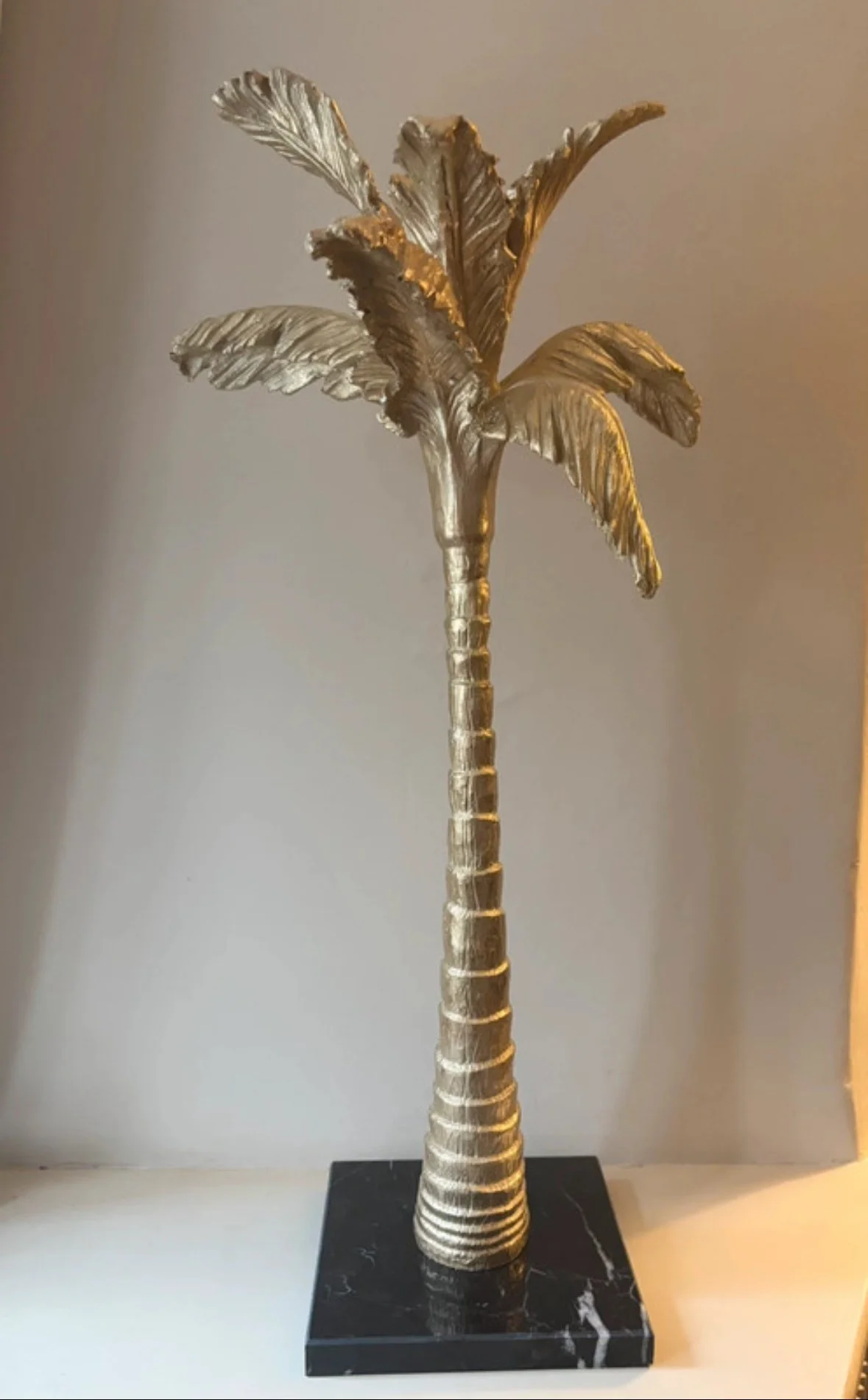Gold Coconut Palm Tree on Marble Base
