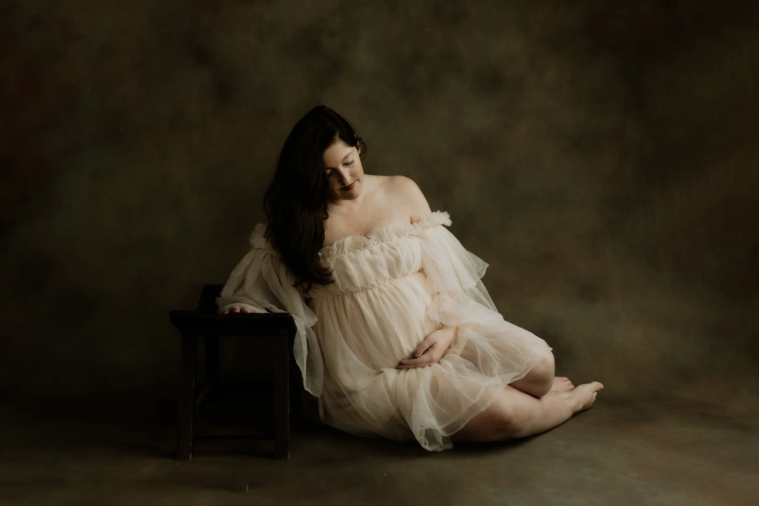 Cornish Maine Maternity Boudoir Photographer // Brittany // Stylized Studio Maternity Photoshoot