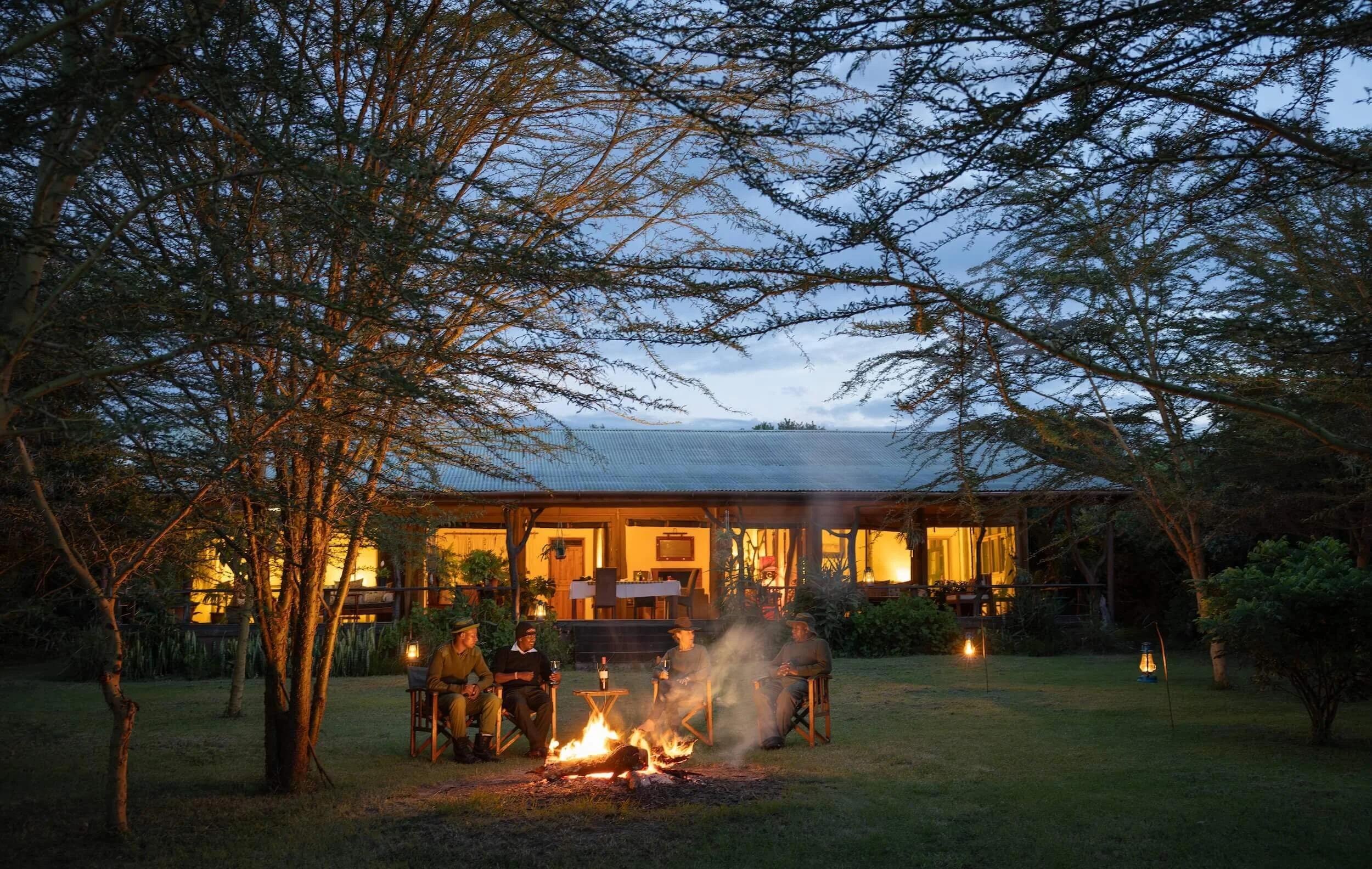 Evening campfire at Ol Pejeta Safari Cottages in Kenya
