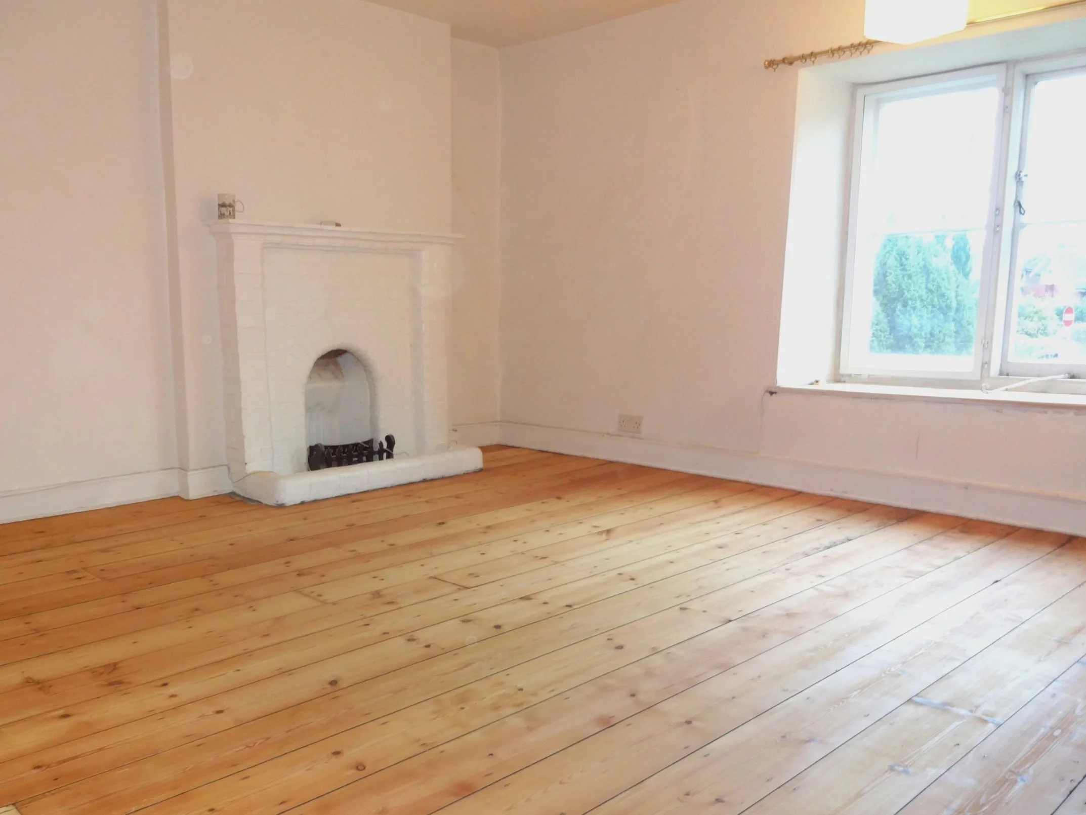Sanded wood floorboards