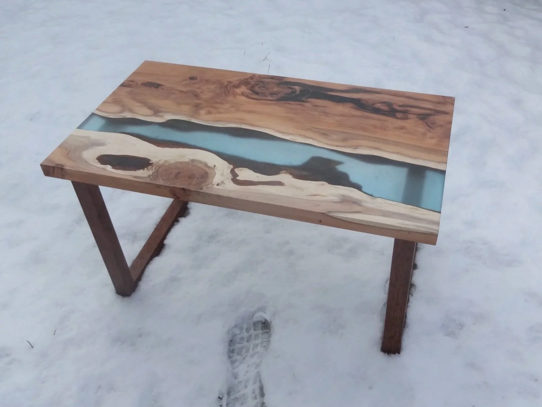 Unique blue resin coffee table