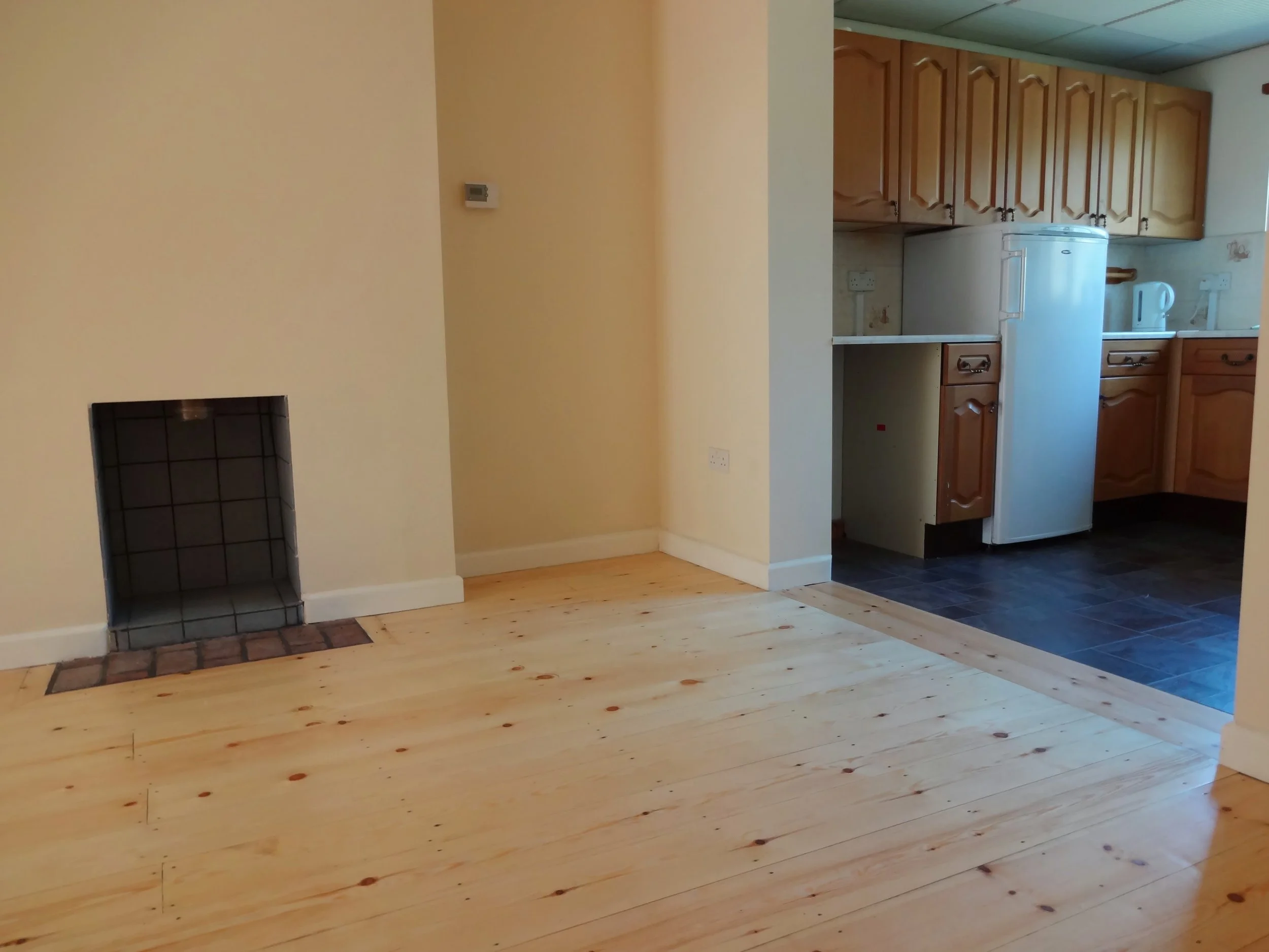 Sanded wood floorboards