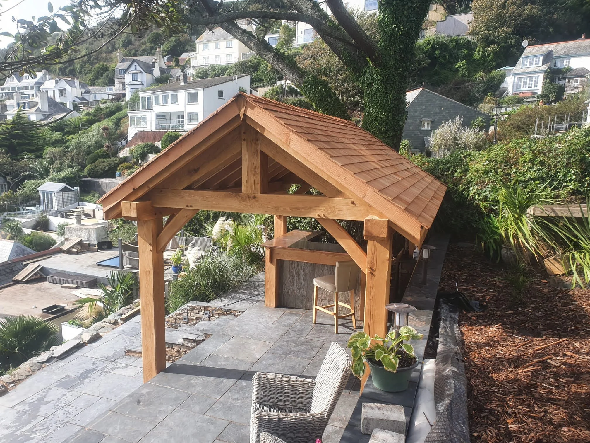 Green Oak Timber Frame with handmade bar