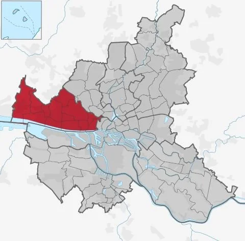 Maler Altona? Maler und Lackierer Hamburg Altona? Malereibetrieb und Malerfachbetrieb Peter Basil. Das Bild zeigt die Lage Altonas im Hamburger Stadtgebiet.