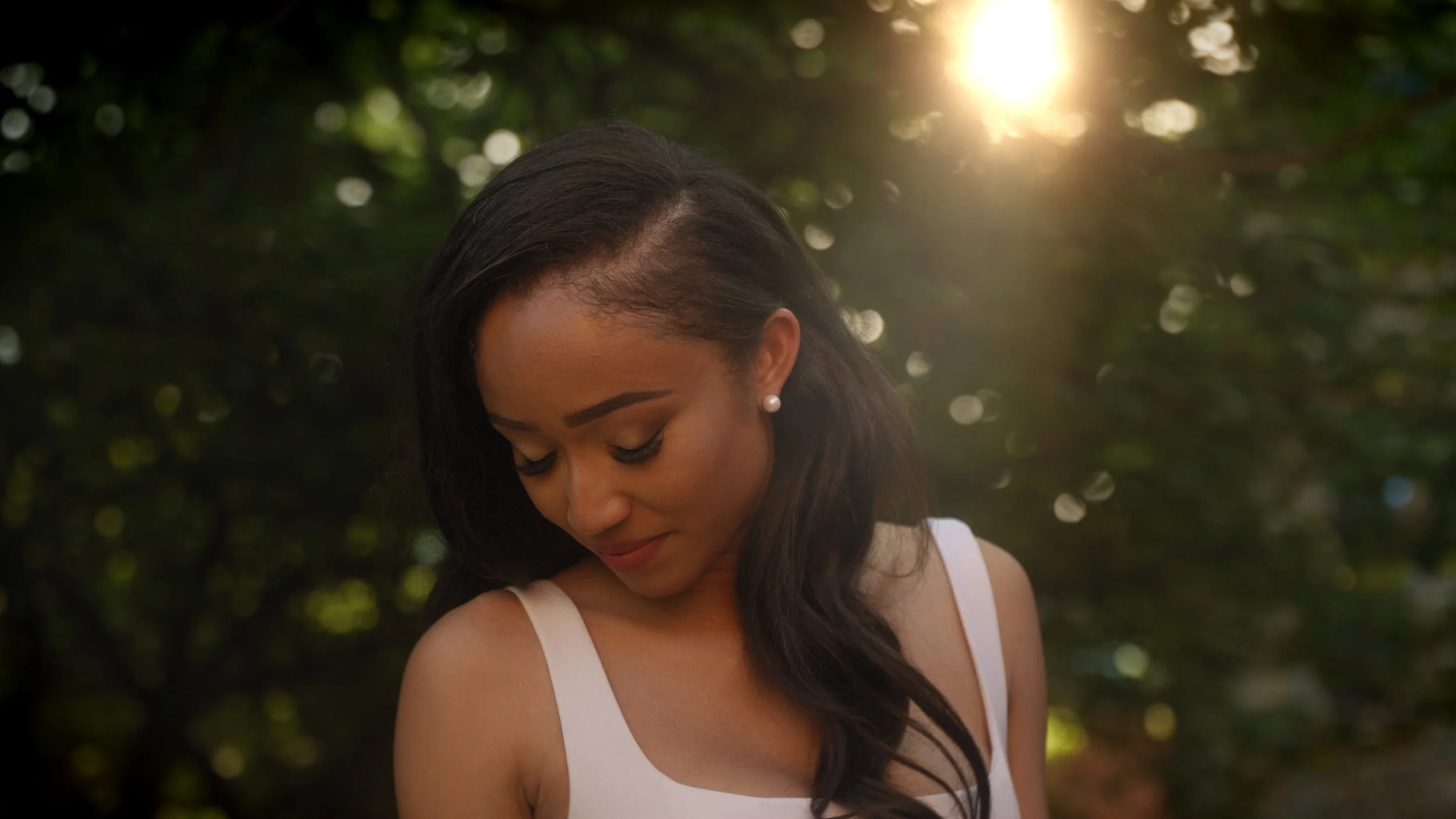 beautiful bride sunset video portrait