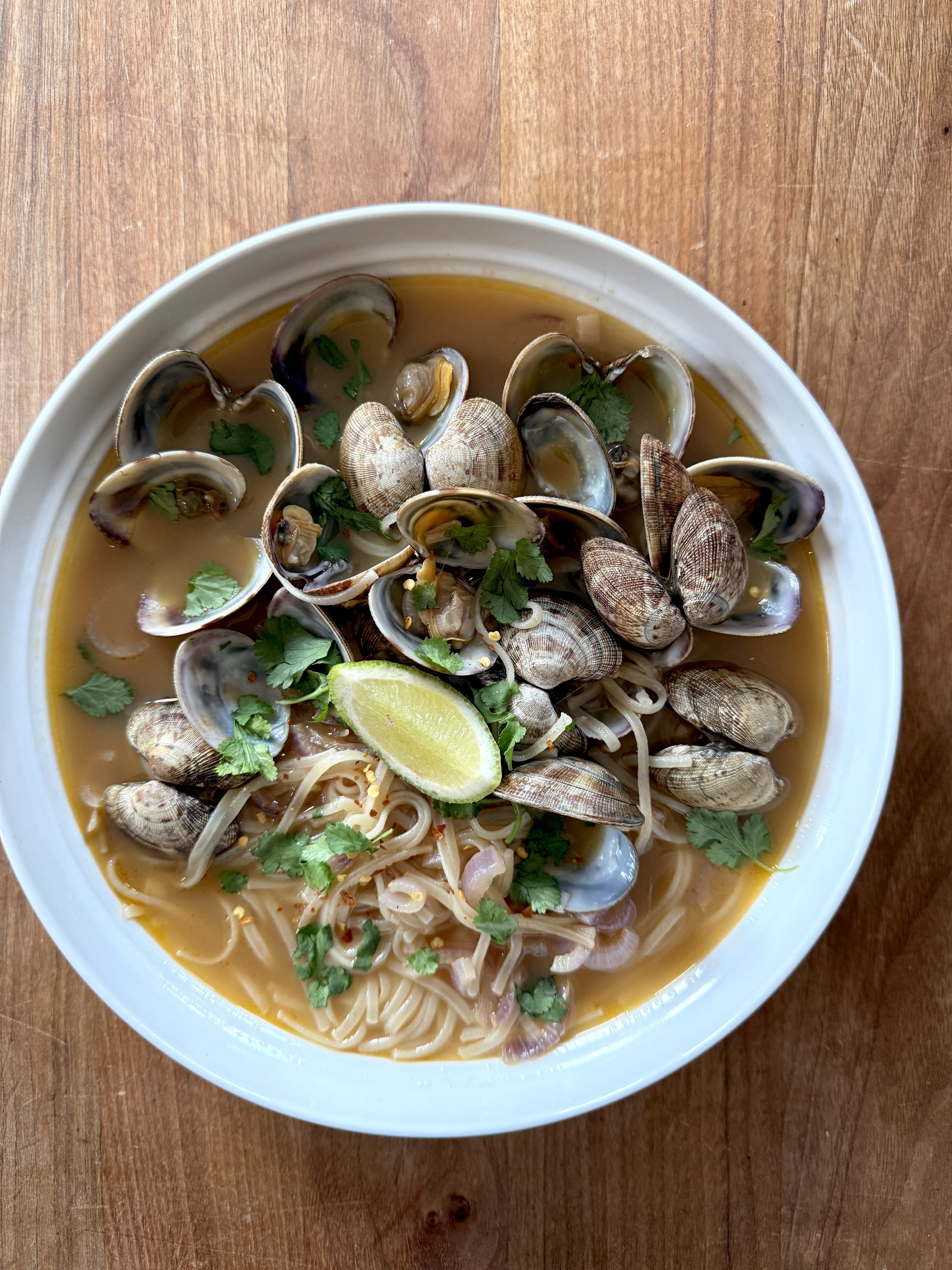 One pot clam noodle bowl