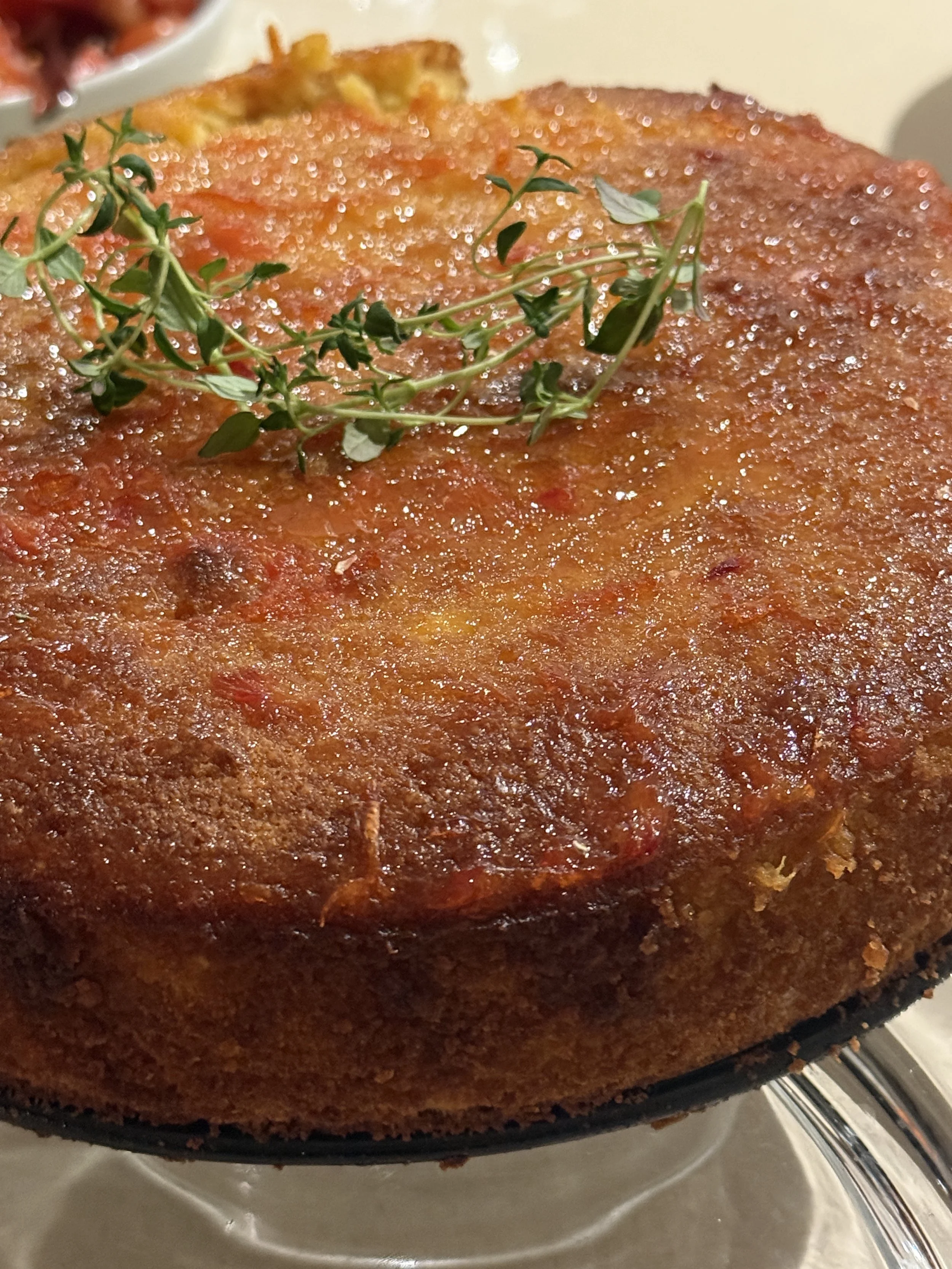 Orange and almond cake with orange-thyme syrup