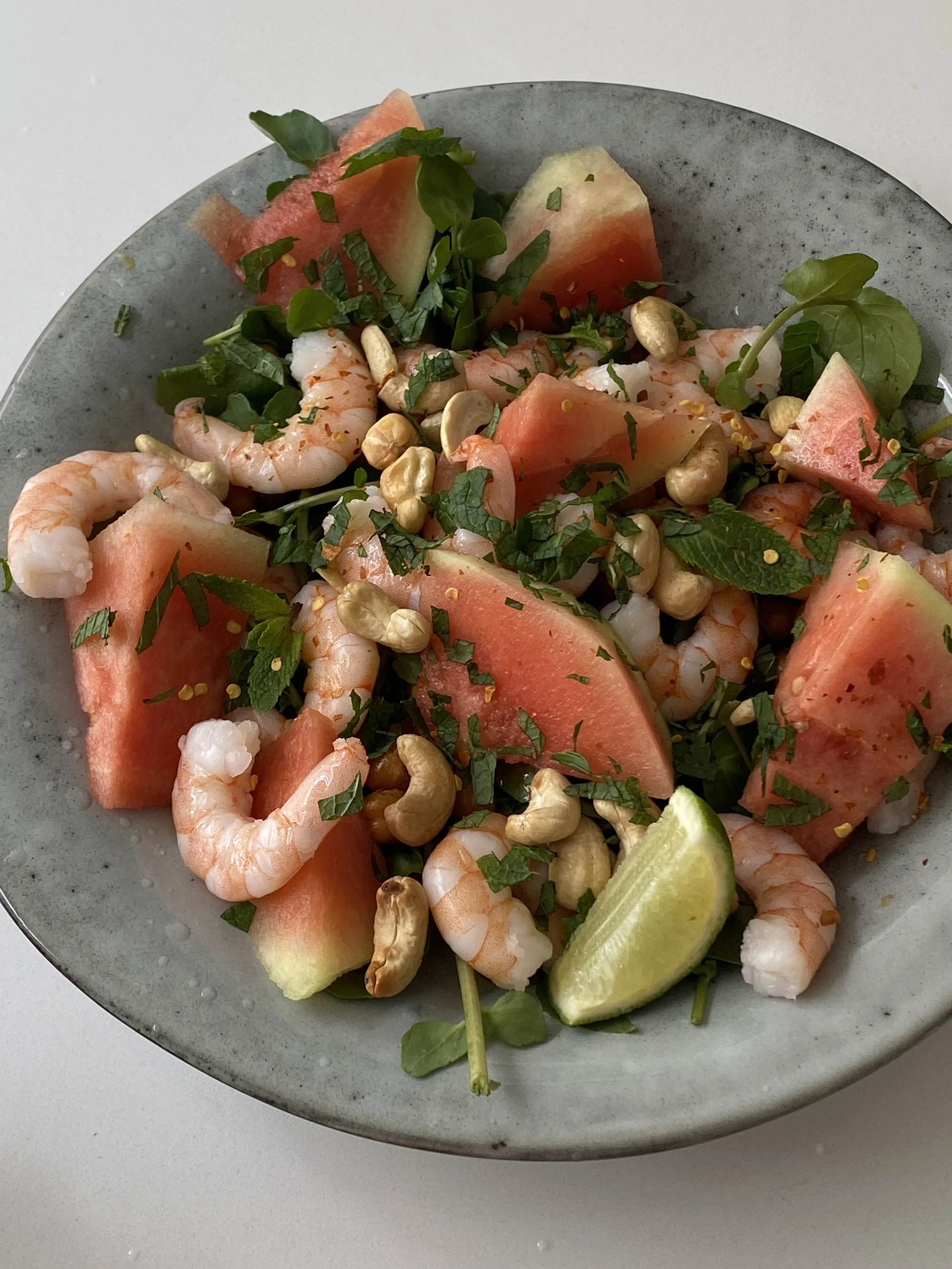 Prawn and watermelon salad