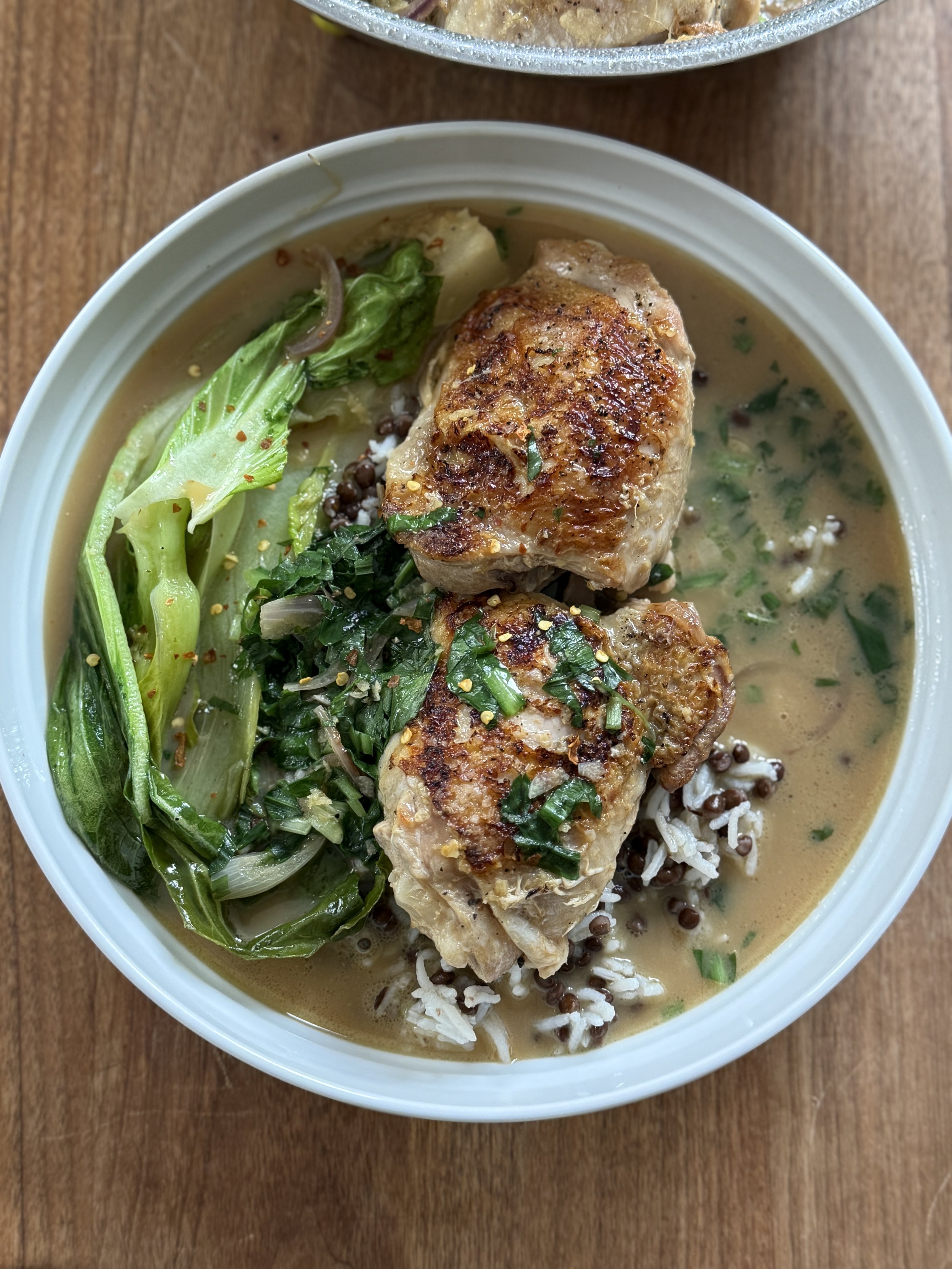chicken broth rice bowl