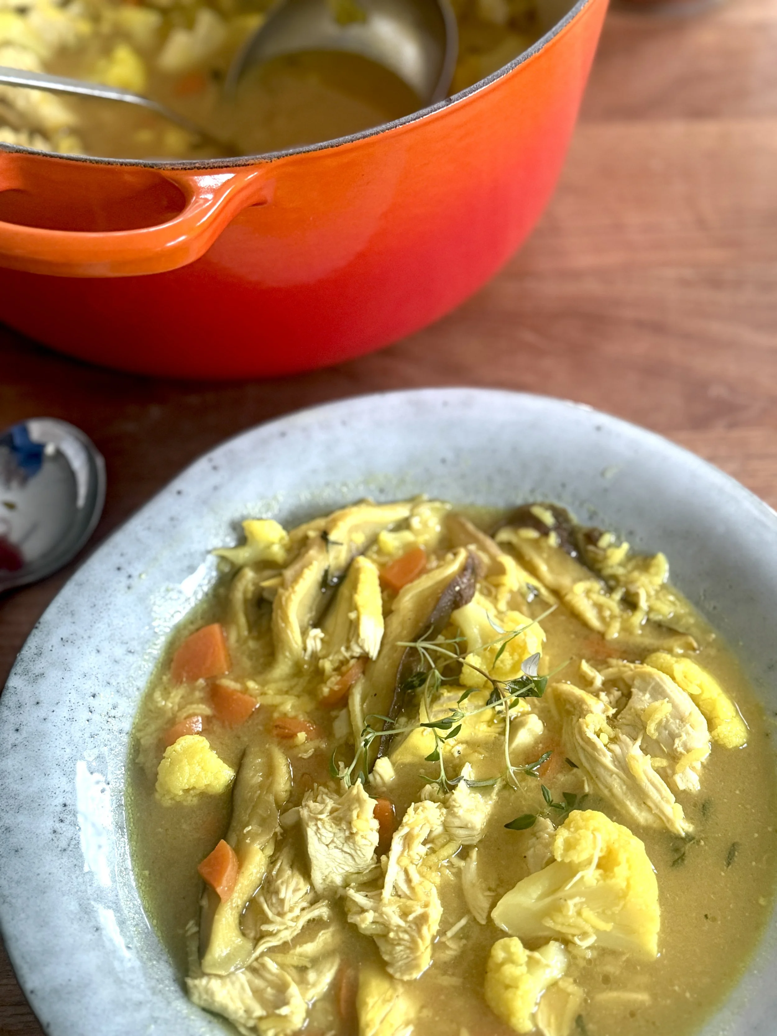 poached chicken and rice soup