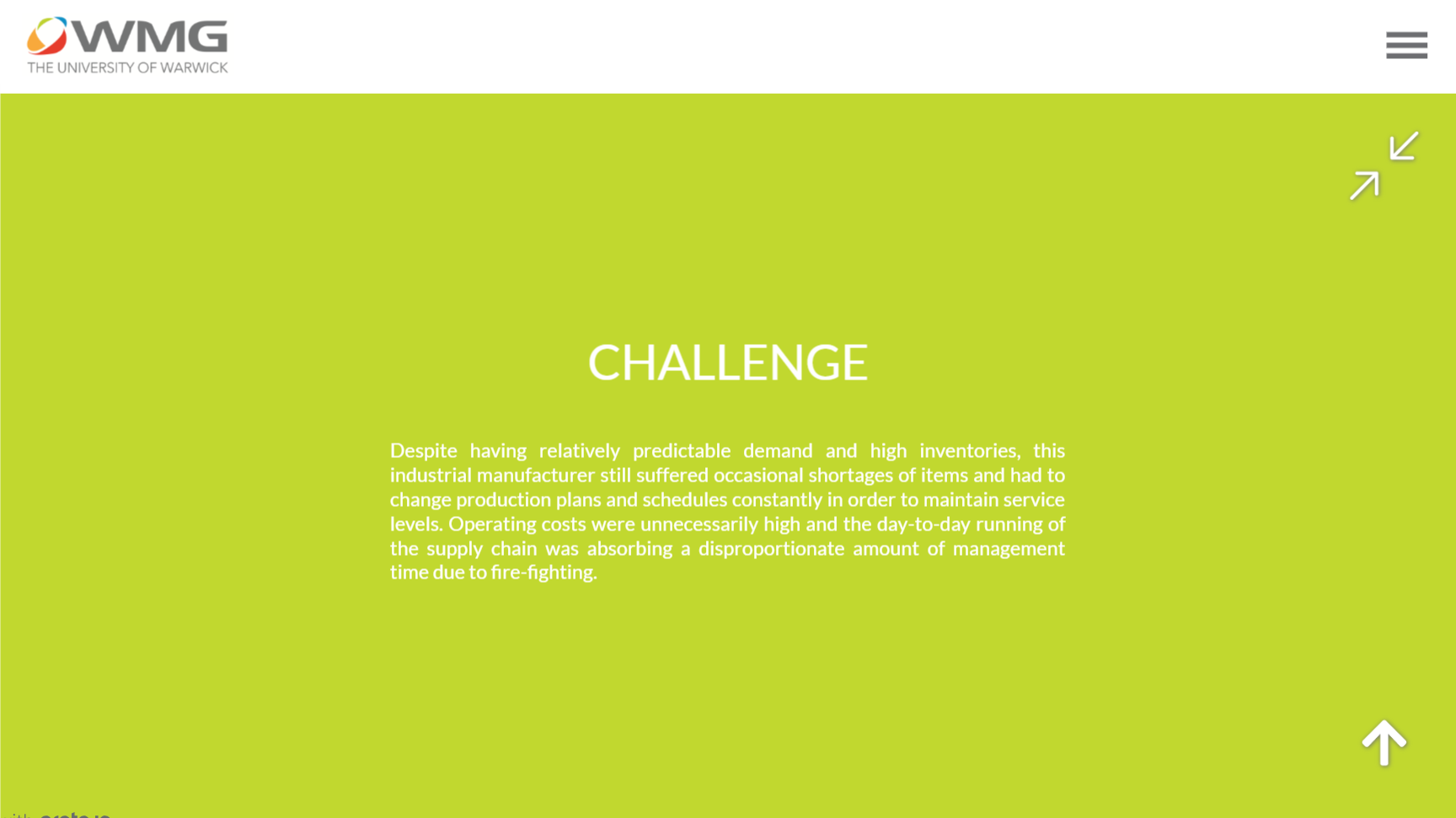 Challenge section of case study.