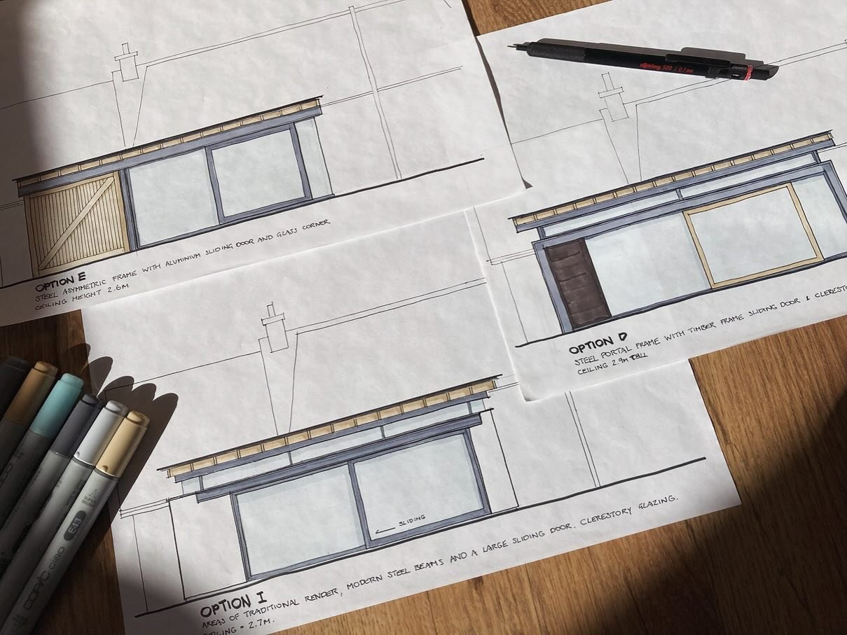 Sunshine sketches for an extension to an Edwardian era house. 

#copic 
#copicmarkers 
#rotring 
#houseextension 
#sketch 
#architecturalsketch 
#oldandnew 
#modernandtraditional 
#edinburgharchitect 
#architecture 
#architects