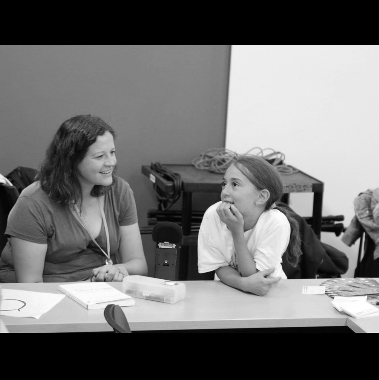 kerstin cable podcasting with young girl