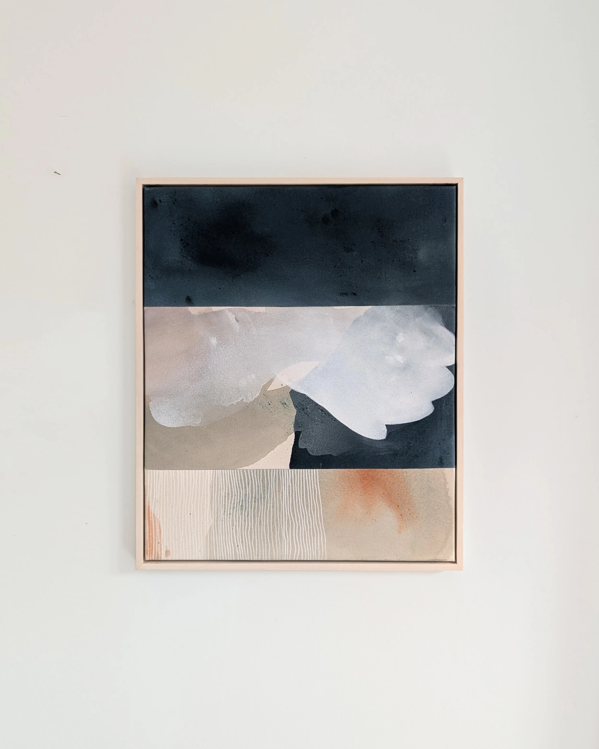  breathing in the cold.  acrylic on sewn canvas. 69 x 59 cm